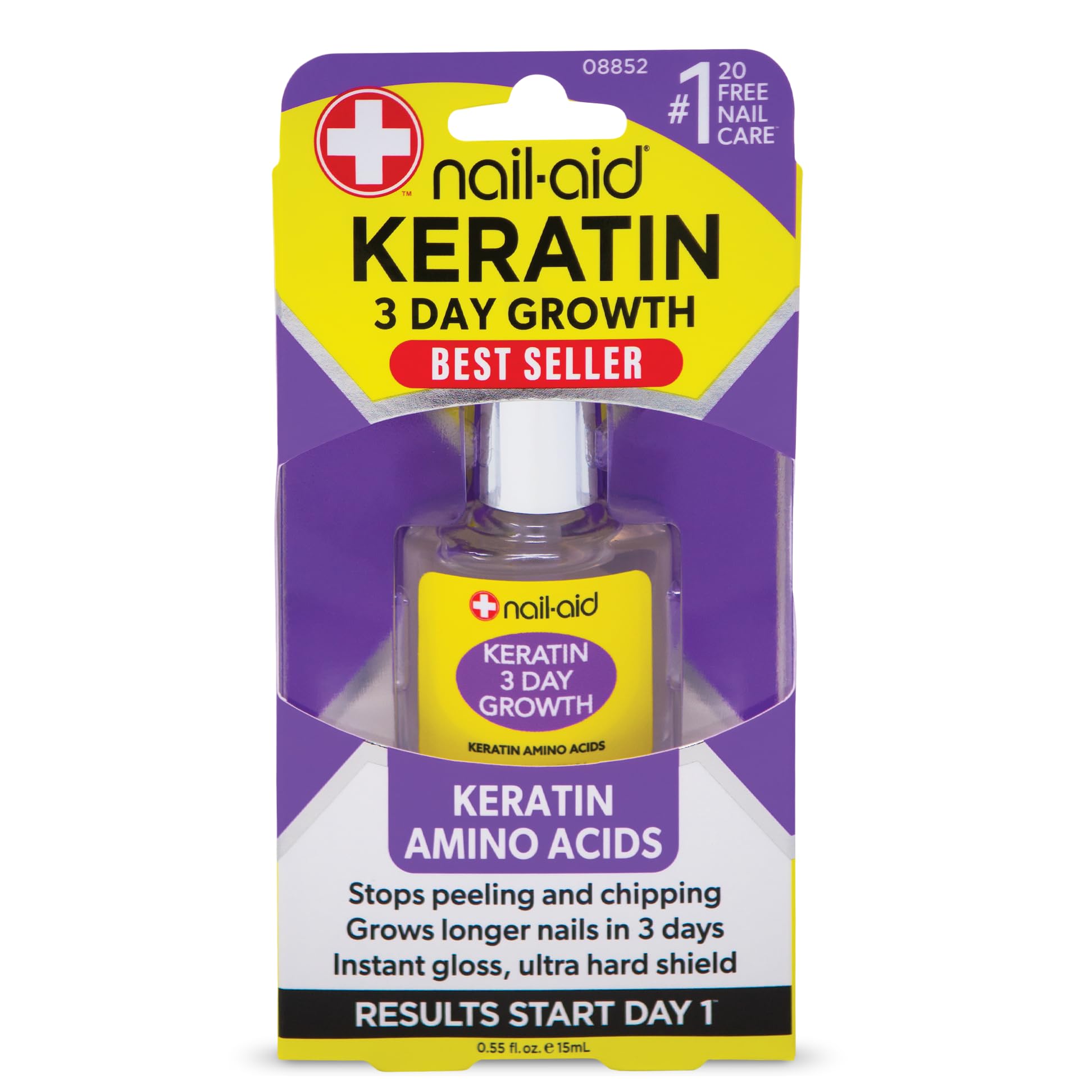 Nail-Aid Keratin 3 Day Growth Nail Treatment & Strengthener  Clear  0.55 Fl Oz-New