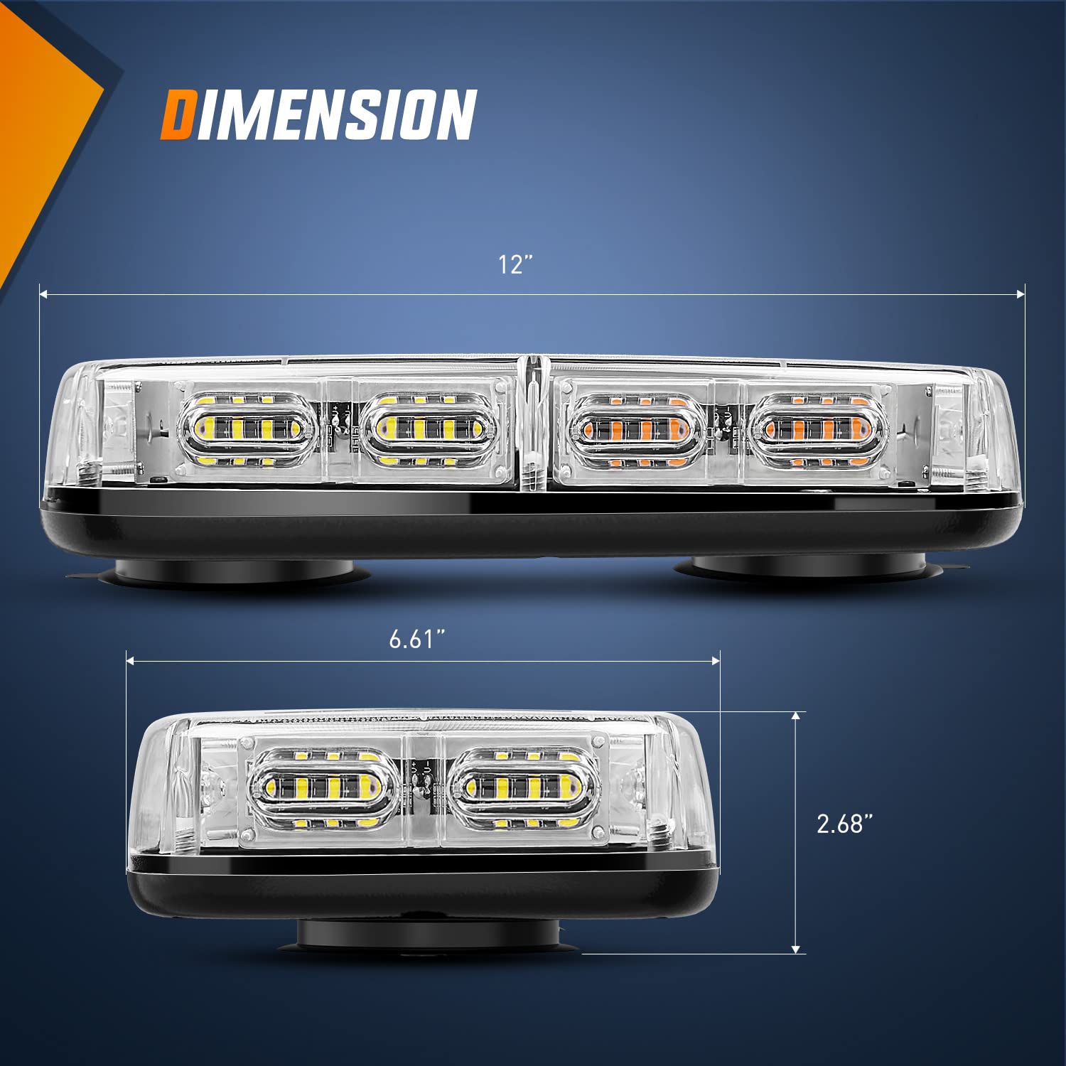 Nilight 12 Inch Roof Top Strobe Lights, 48Led Hazard Light Emergency Safety Warning Led Flashing Light Bar Magnetic Mount, 12V-2