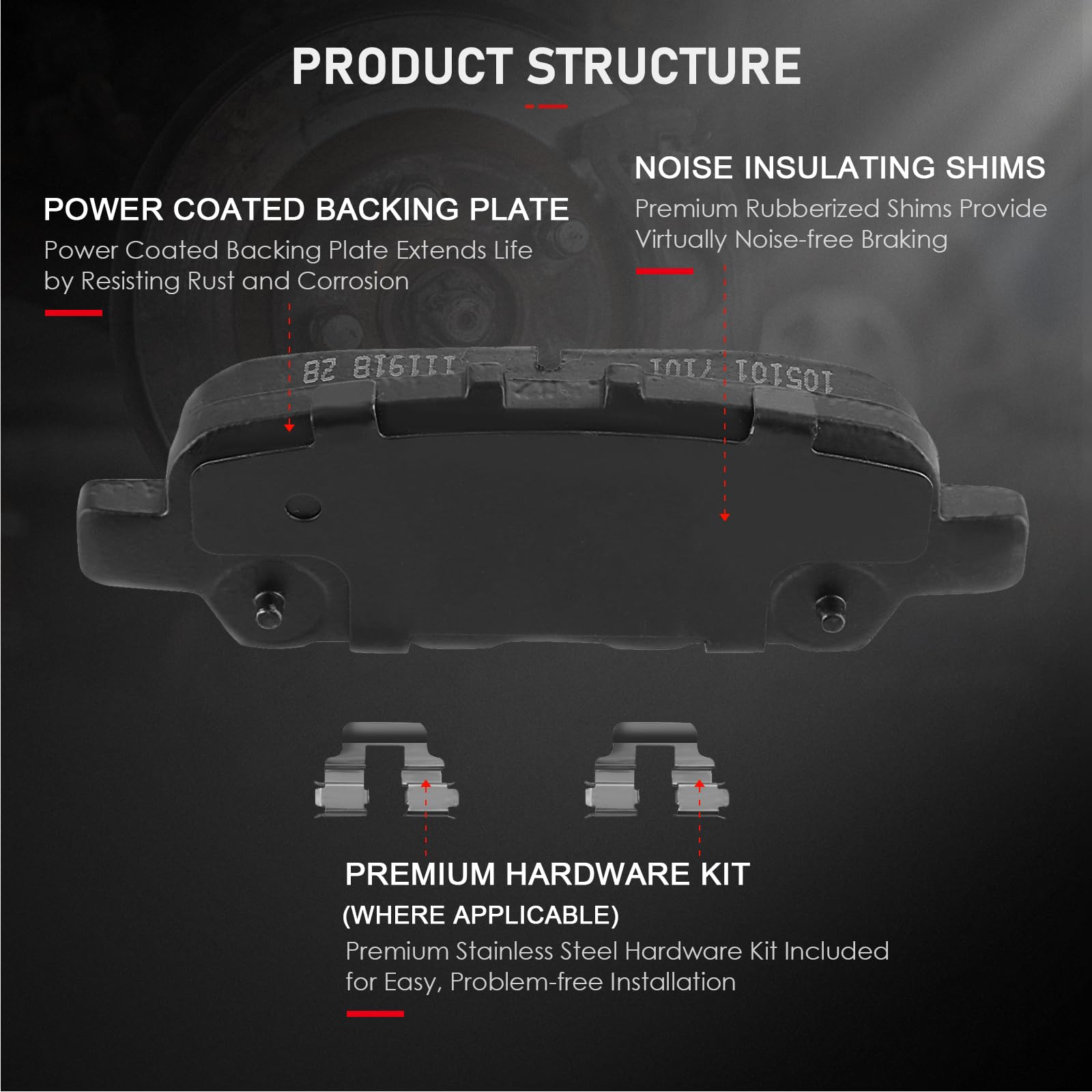 Cciyu D1393 Ceramic Rear Disc Brake Pad Set Fit For Infiniti,For Nissan,For Suzuki,4Pcs