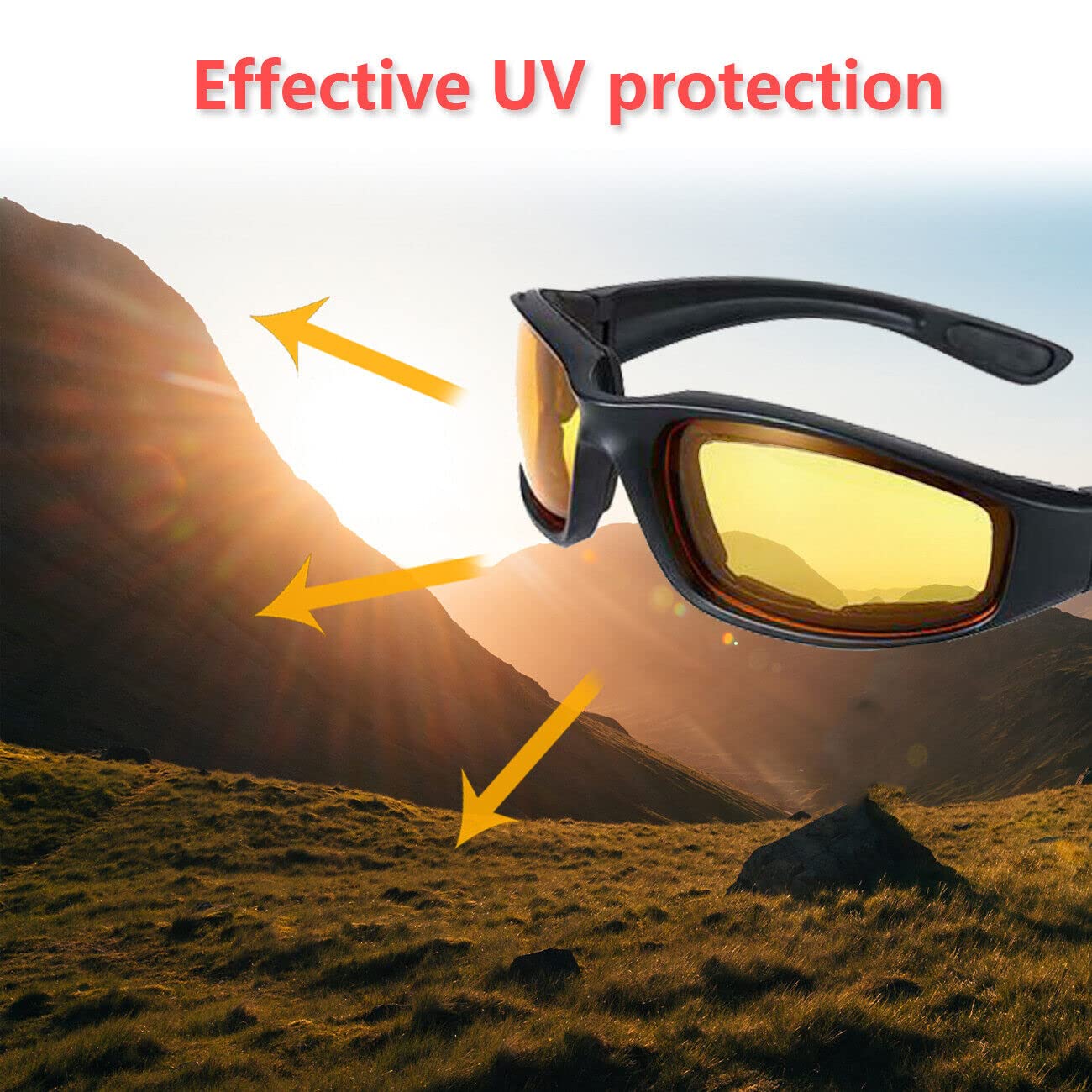 Day and Night Driving Motorcycle Riding Glasses Foam Padded Eyeglass Motocross Goggles UV Protection Windproof Dustproof Motorcy