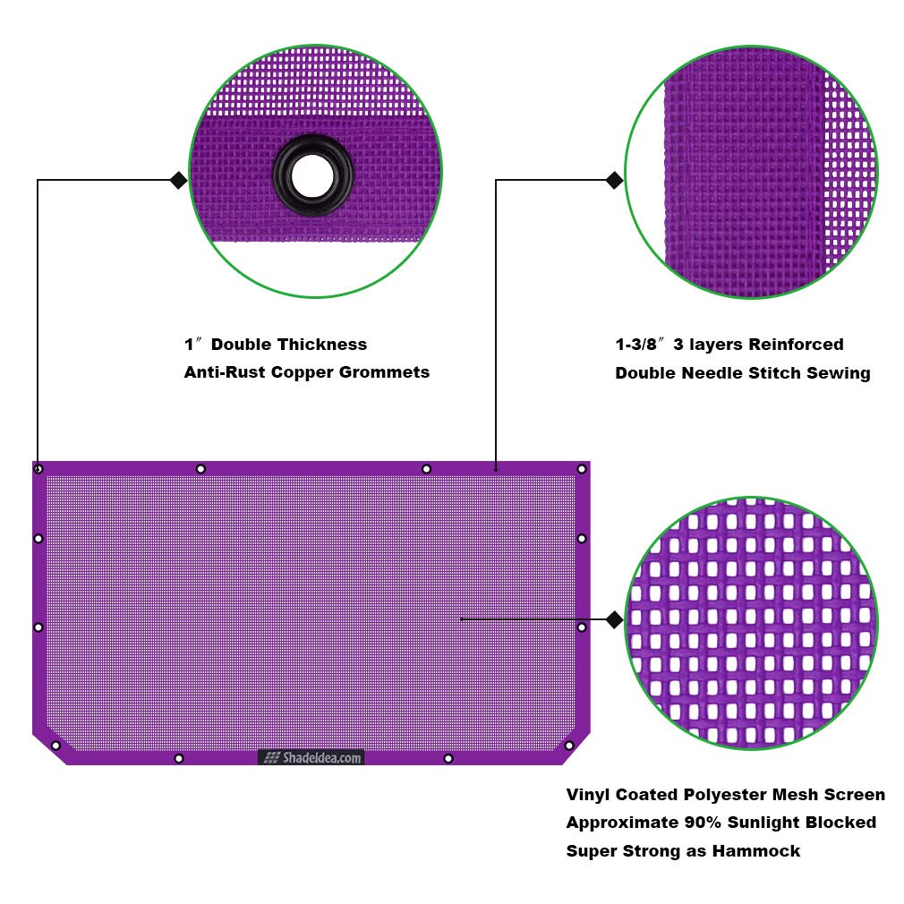 Shadeidea Sun Shade Top For Jeep Wrangler Jl Unlimited (2018-2023) 2 Door And 4 Door Front-Purple Mesh Screen Sunshade Jlu Sahar