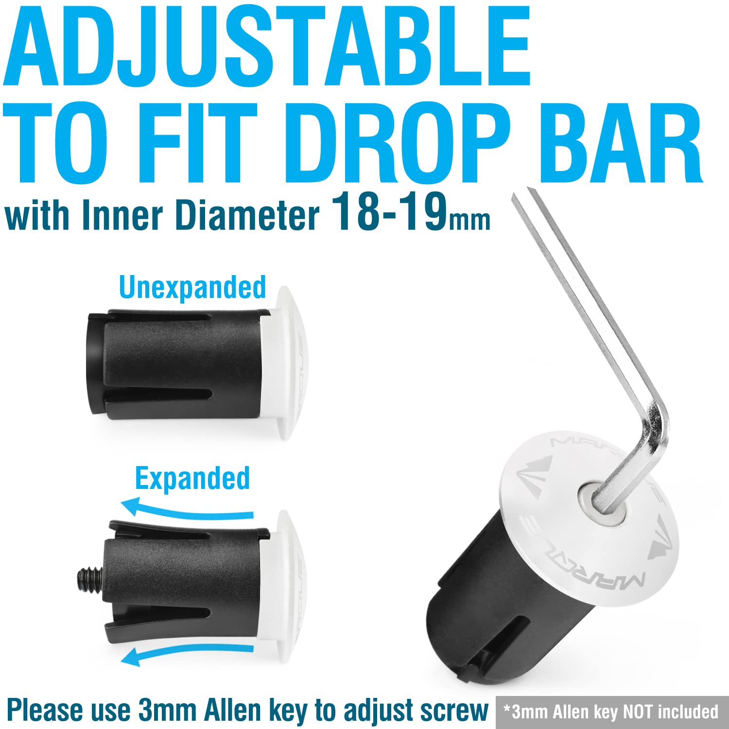 Marque Alloy Enz Handle Bar End Plugs - 2Pcs Per Set (White)