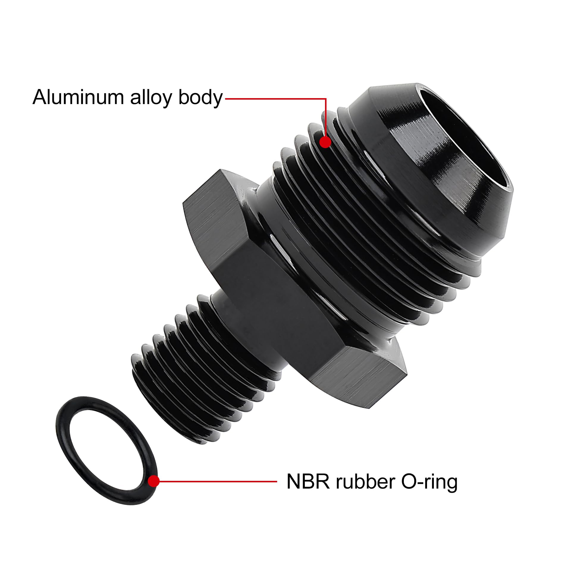 Evil Energy 10An Male Flare To M12 X 1.5Mm Male Metric Fitting Adapter Aluminium Alloy Black 2Pcs