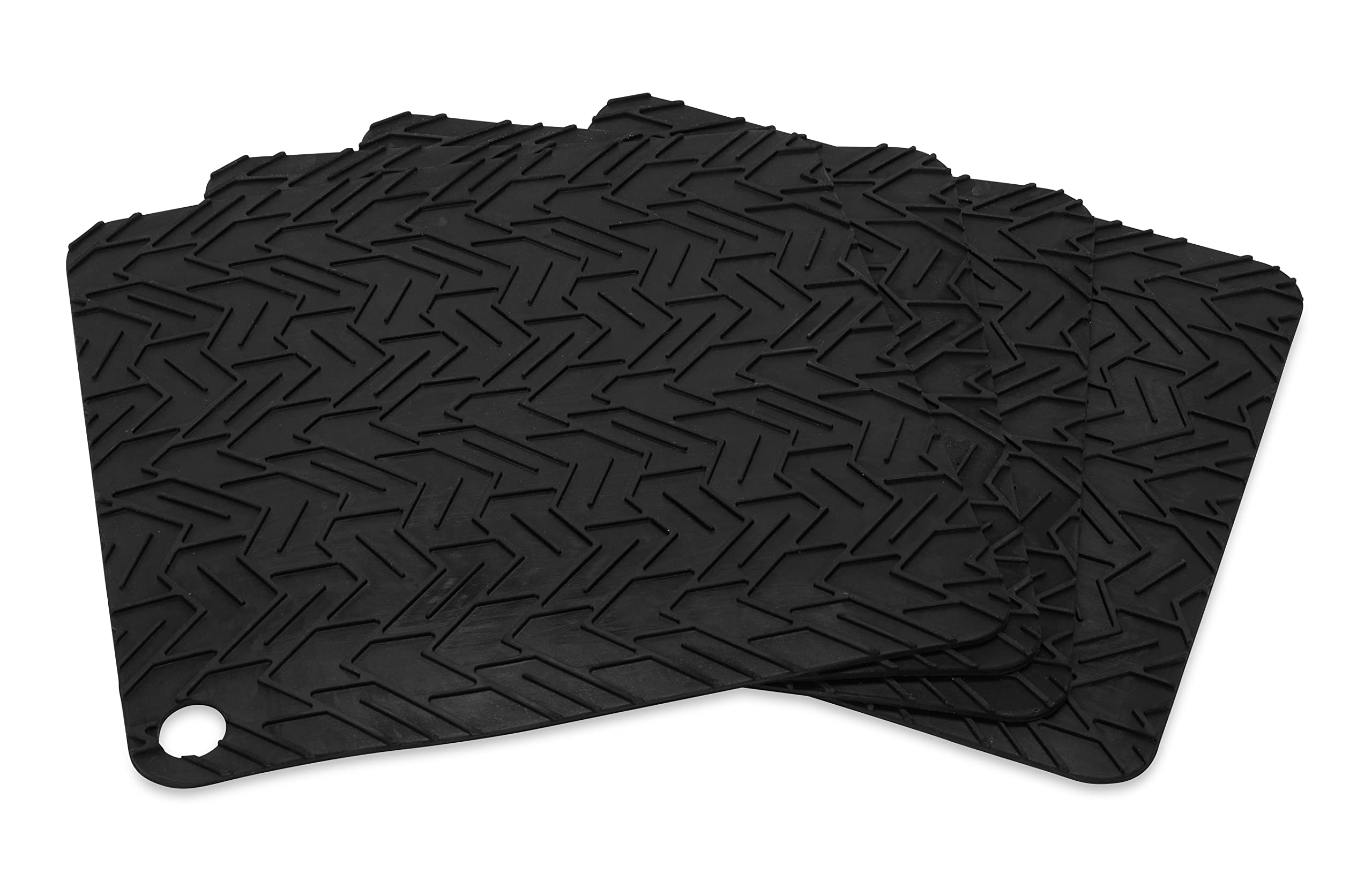 Camco Flexible Grip Pads for RV Leveling Blocks - 10-Inches (L) x 9.5-Inches (W) - Protects Your Leveling Blocks from Uneven Surfaces - Easy to Carry and Store - 4-Pack (44529)