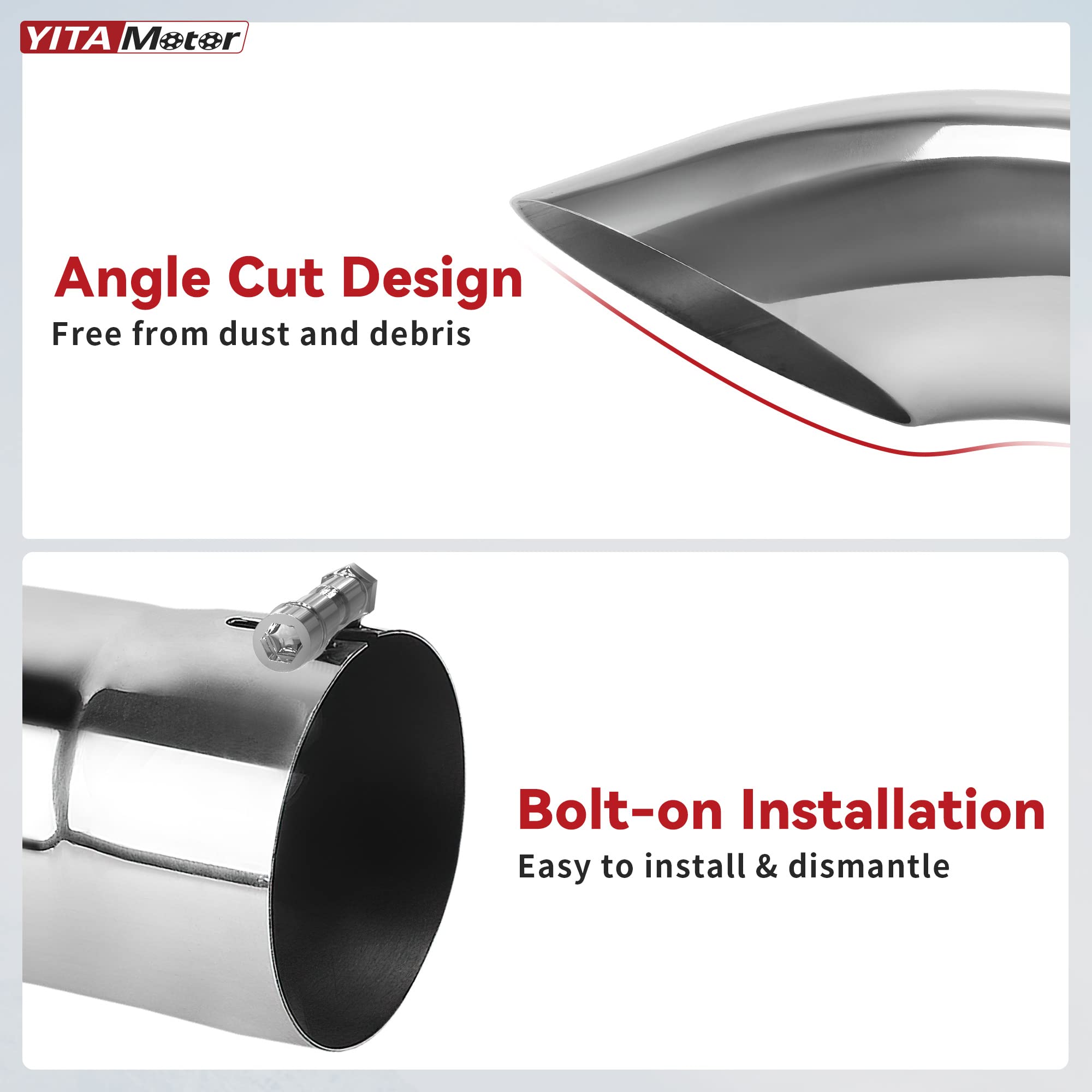 Yitamotor Turn Down Exhaust Tip 4 Inch Inlet, 4'' Outlet Polished Stainless Steel Professional Exhaust Tip Fits 4'' Outside Diam