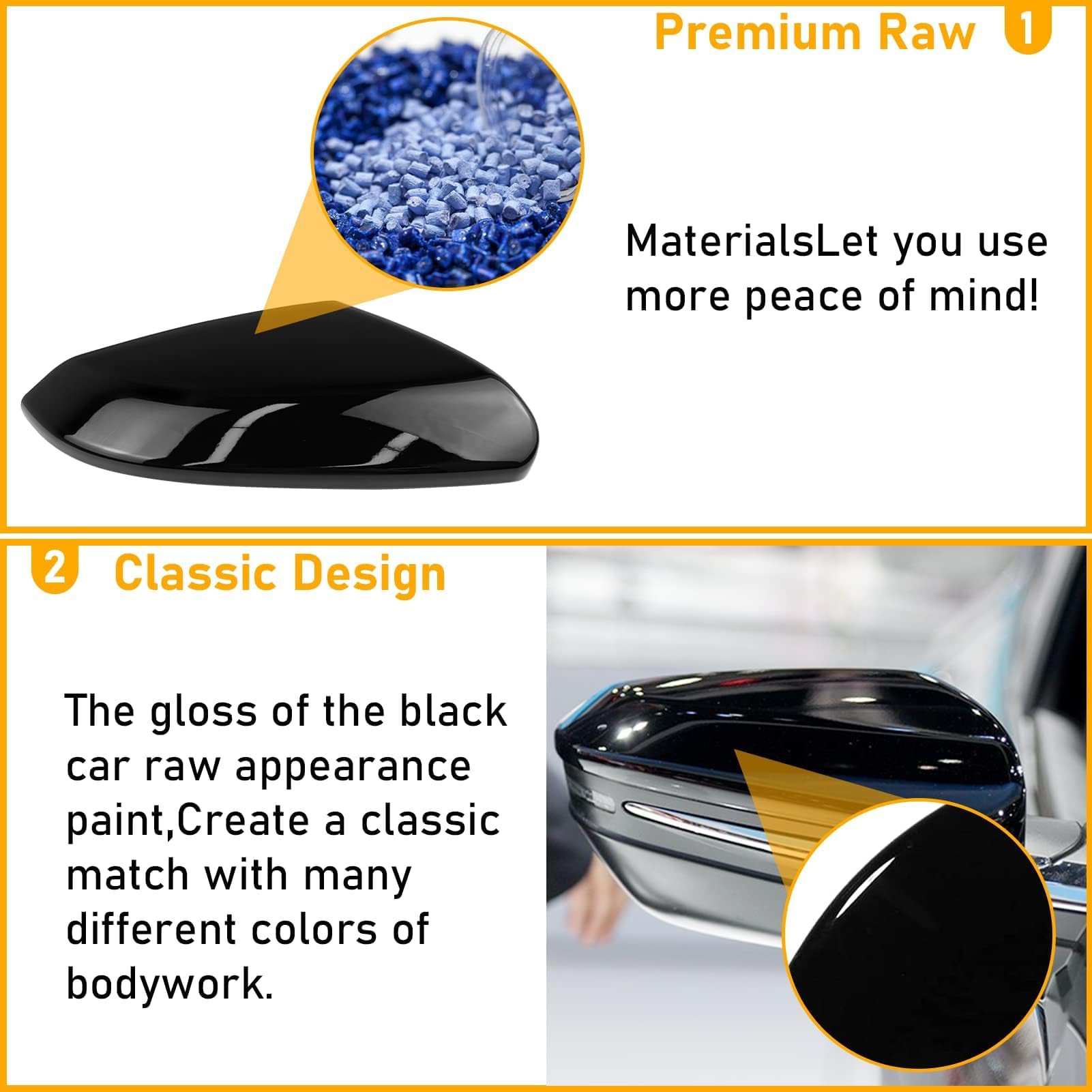 Moonlinks Compatible With 2016-2021 Honda Civic Passenger Side Mirror Cover,Glossy Black For 10Th Gen Civic,2019-2022 Insight,Rh