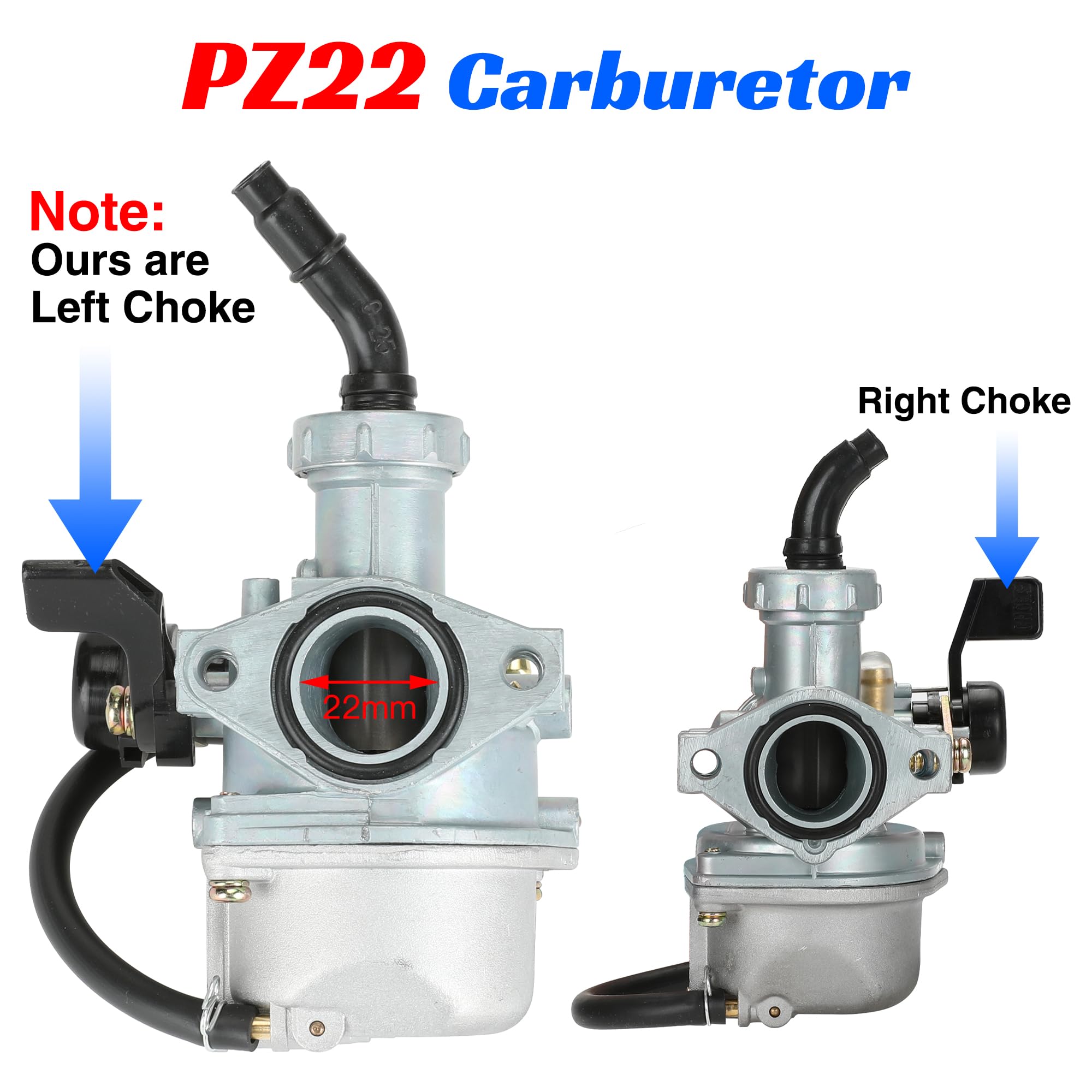 YOXUFA PZ22 Carburetor 22mm Carb Replacement for 125cc 110cc SSR TaoTao Pit Dirt Bike ATV XR CRF50 70cc DB14 DB24 Coolster Apoll