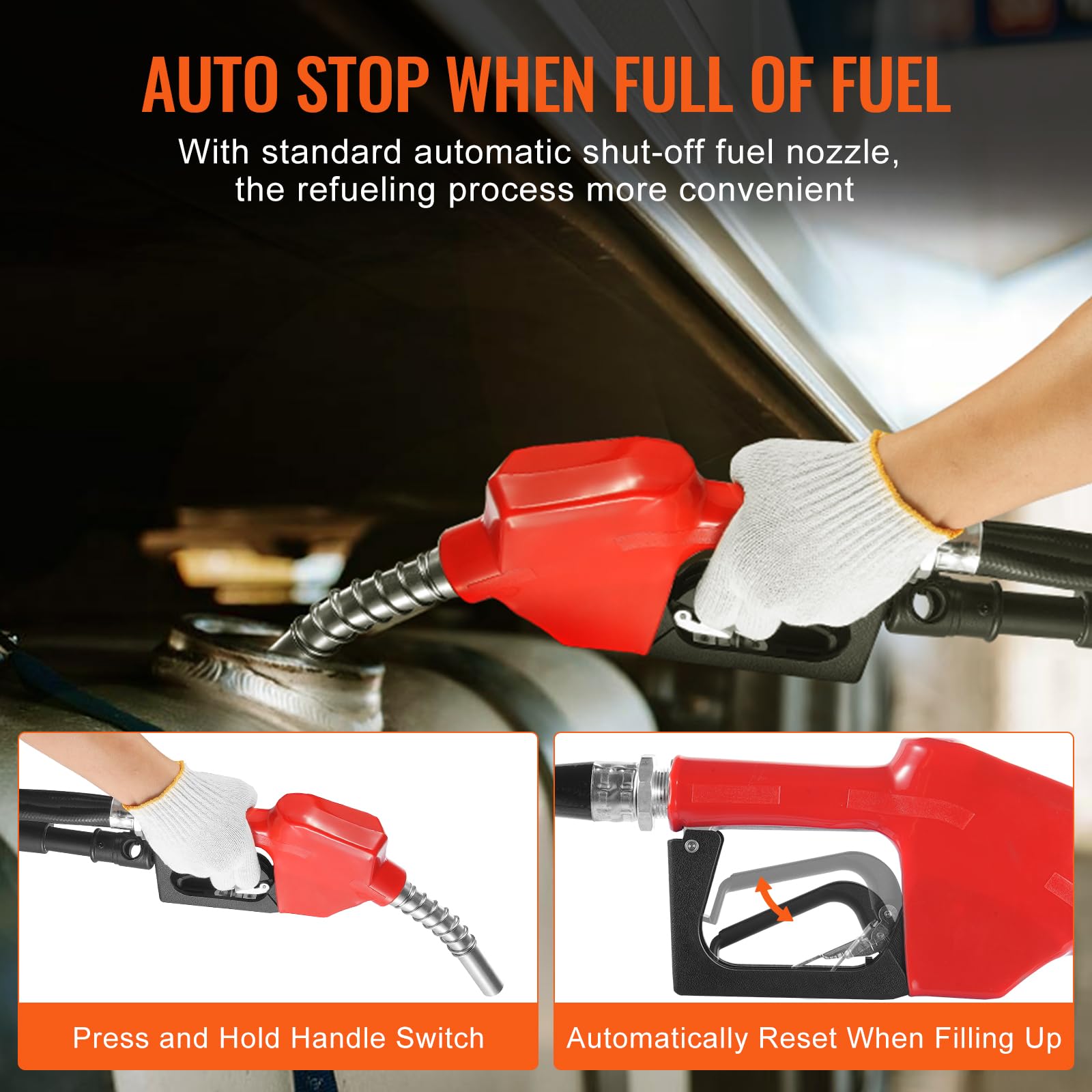 VEVOR Fuel Transfer Pump, 12V DC 10 GPM 1/4 HP, Portable Electric Diesel Transfer Pump with Automatic Shut-Off Fuel Nozzle, High