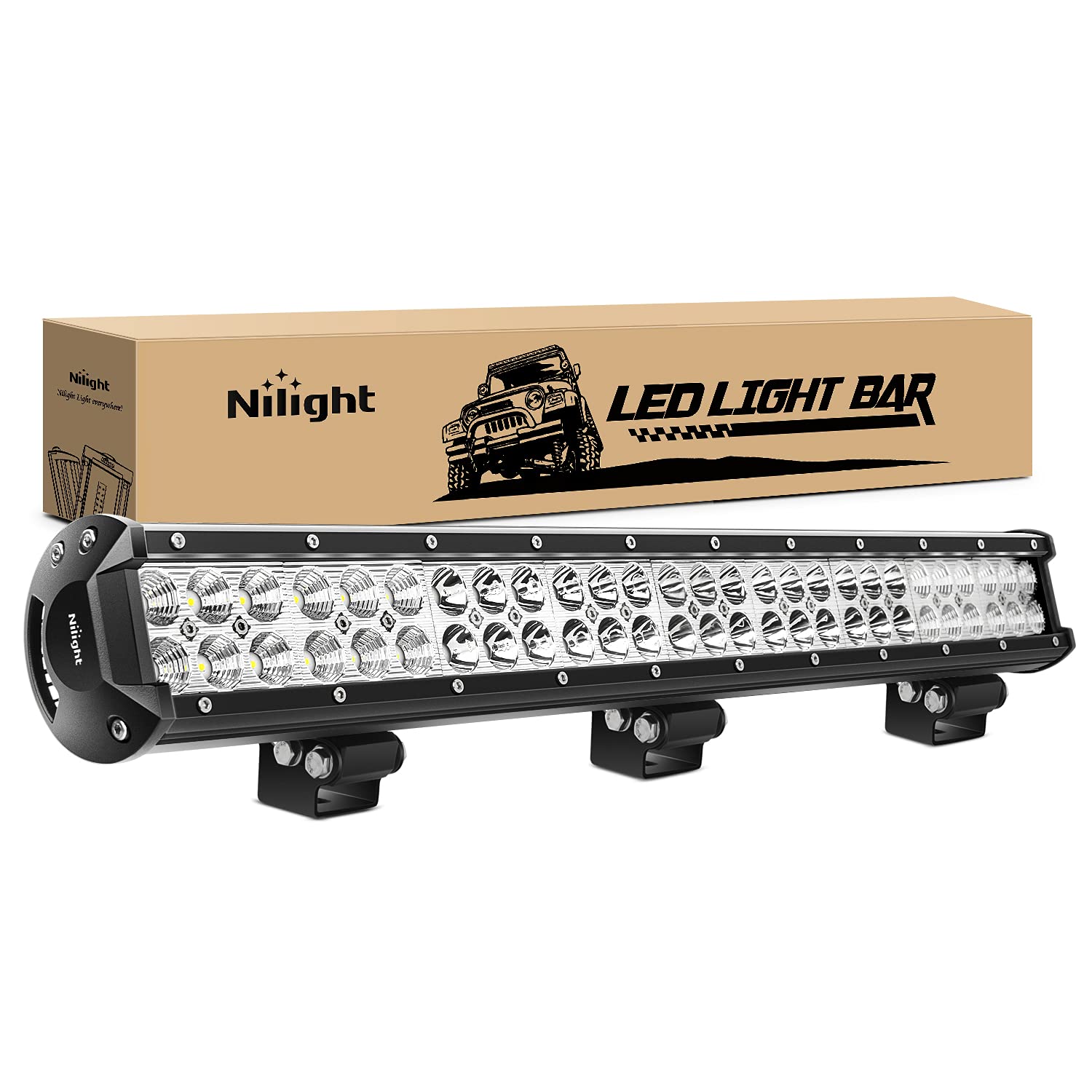 Nilight - 60007C-A 25'' 162W Led Light Bar Flood Spot Combo Waterproof Driving Lights Off Road Lights For Suv Ute Truck Atv Utv
