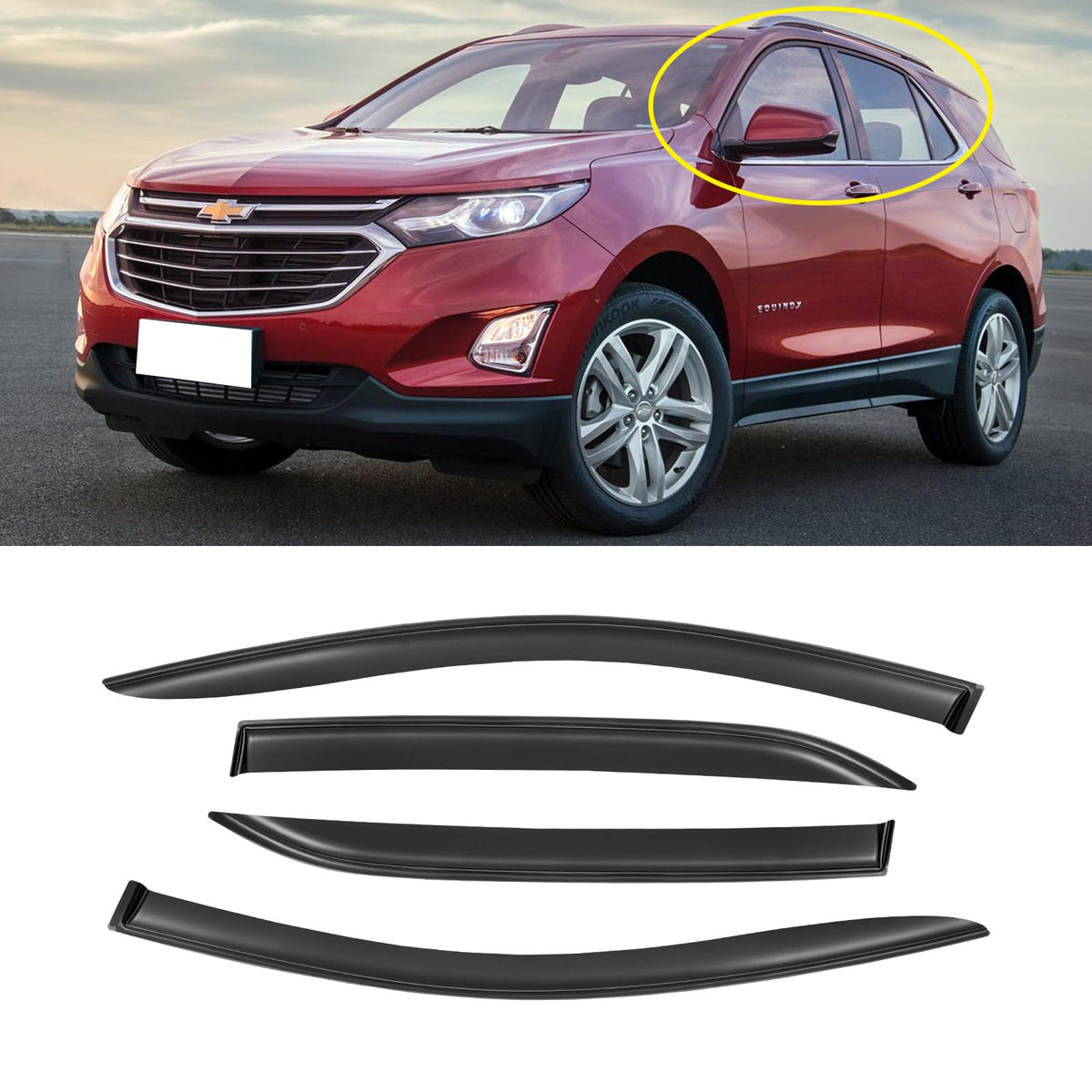 AWVRG Window Rain Guards for 2018-2024 Chevrolet (Chevy) Equinox, Window Visor Guard Vent Wind Shade Deflector Rain Shield Prote