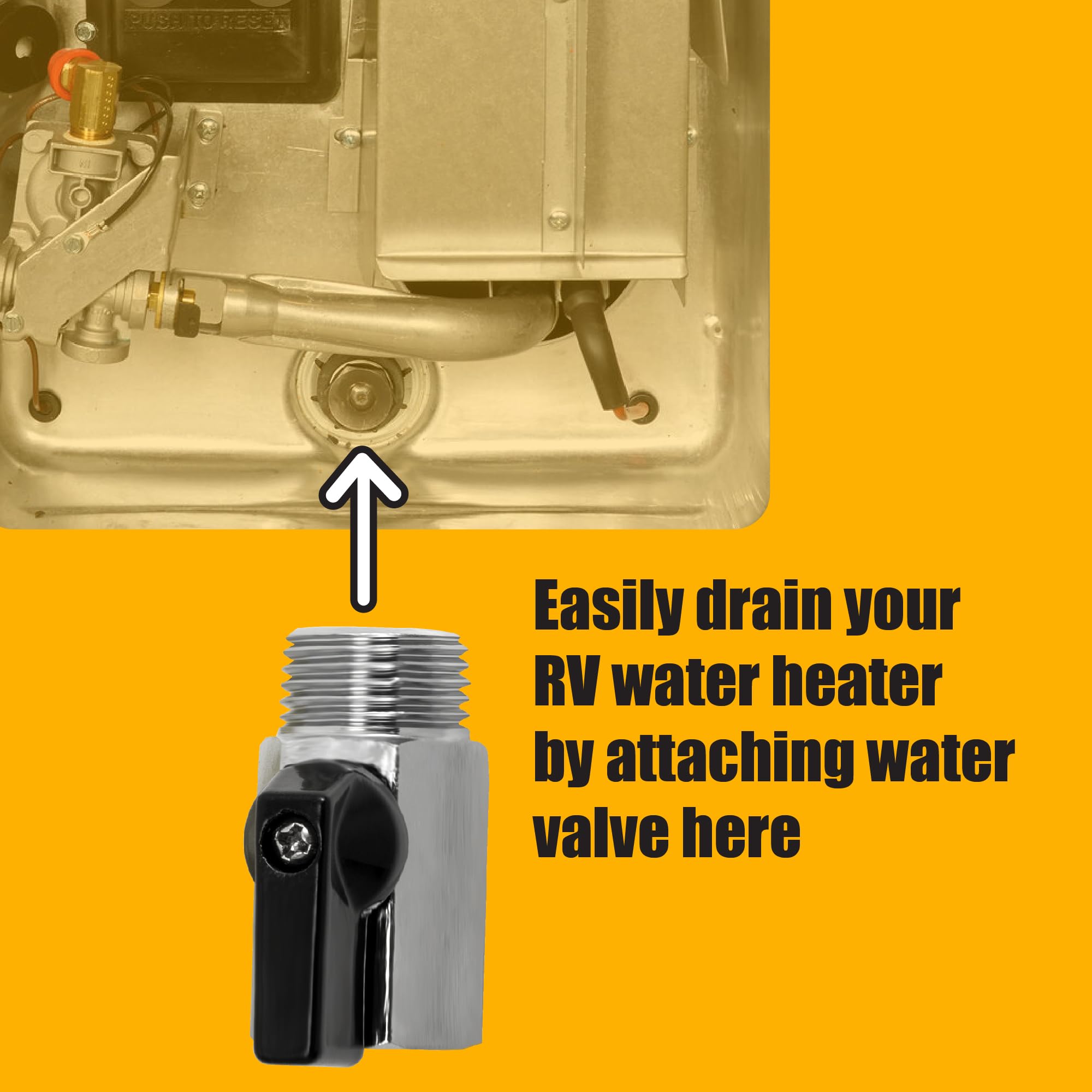 Halotronics 1/2' Rv Hot Water Drain Valve - Wide Mouth, Easy Access Replacement Drain Plug