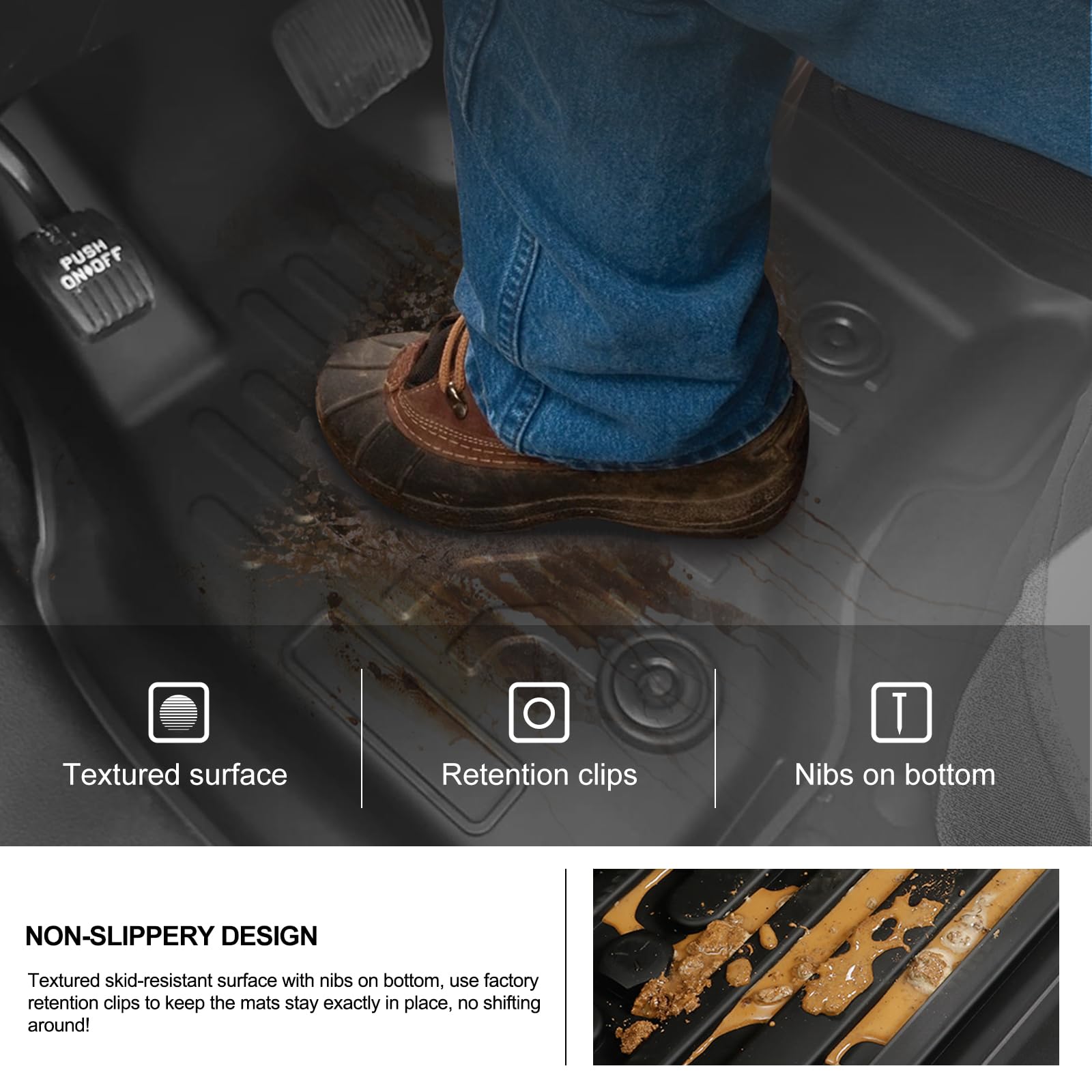 Kiwi Master Floor Mats For 2015-2019 Ford Explorer All Weather Mat Liners Front & 2Nd 2 Row Seat Tpe Slush Liner Black