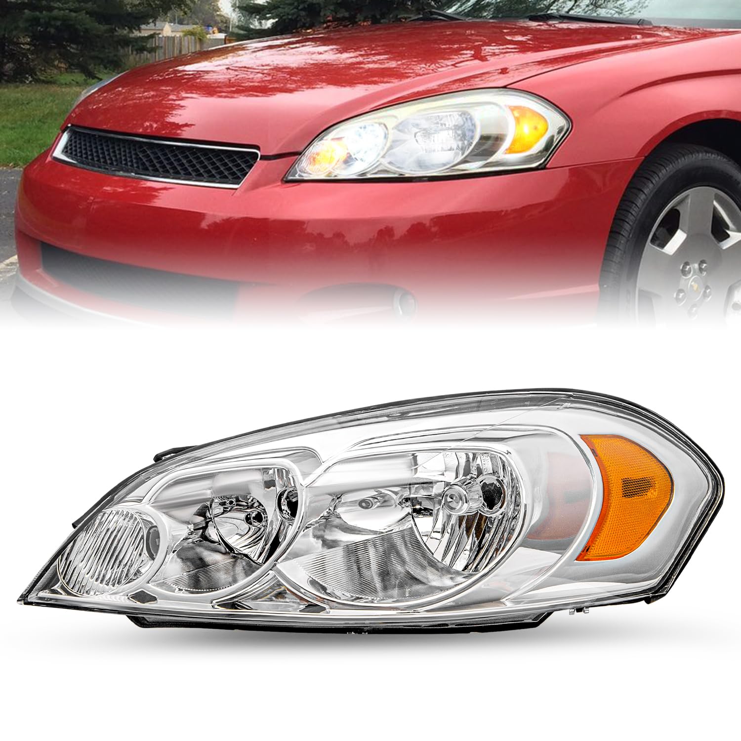 Jsboyat Headlight Assembly Fit For 2006-2013 Chevy Impala / 2006-2007 Chevy Monte Carlo / 2014-2016 Chevy Impala Limited Factory