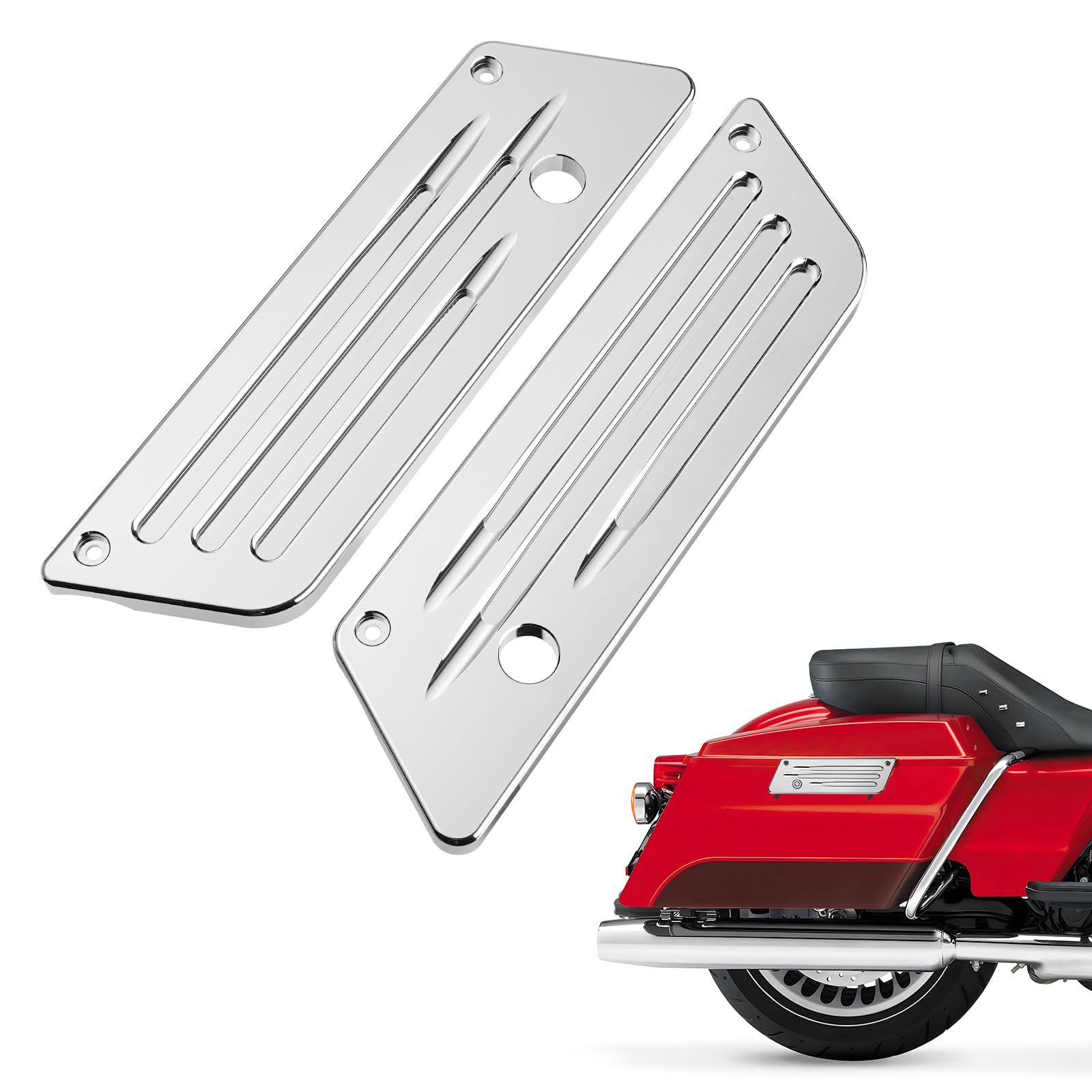 Amazicha Saddlebag Saddle Bag Latch Covers Chrome Compatible For Harley Davidson Touring Street Glide, Electra Glide, Road Glide