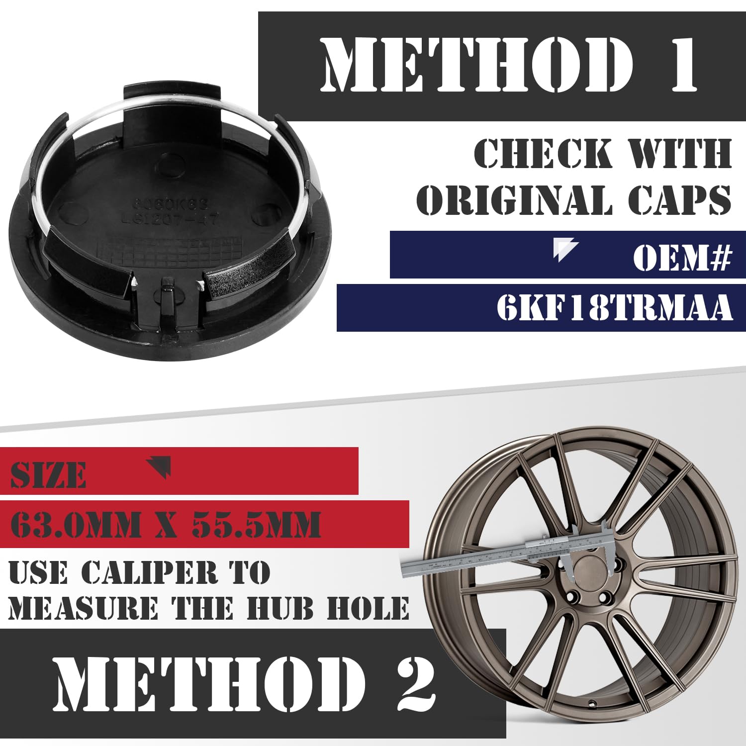 Kitspro 2.5Inch 63Mm Wheel Center Caps For Dodge Ram 1500 Rim Hub Caps 6Kf18Trmaa, Pack Of 4 (Gloss Black, Outer 63Mm, Inner 56M