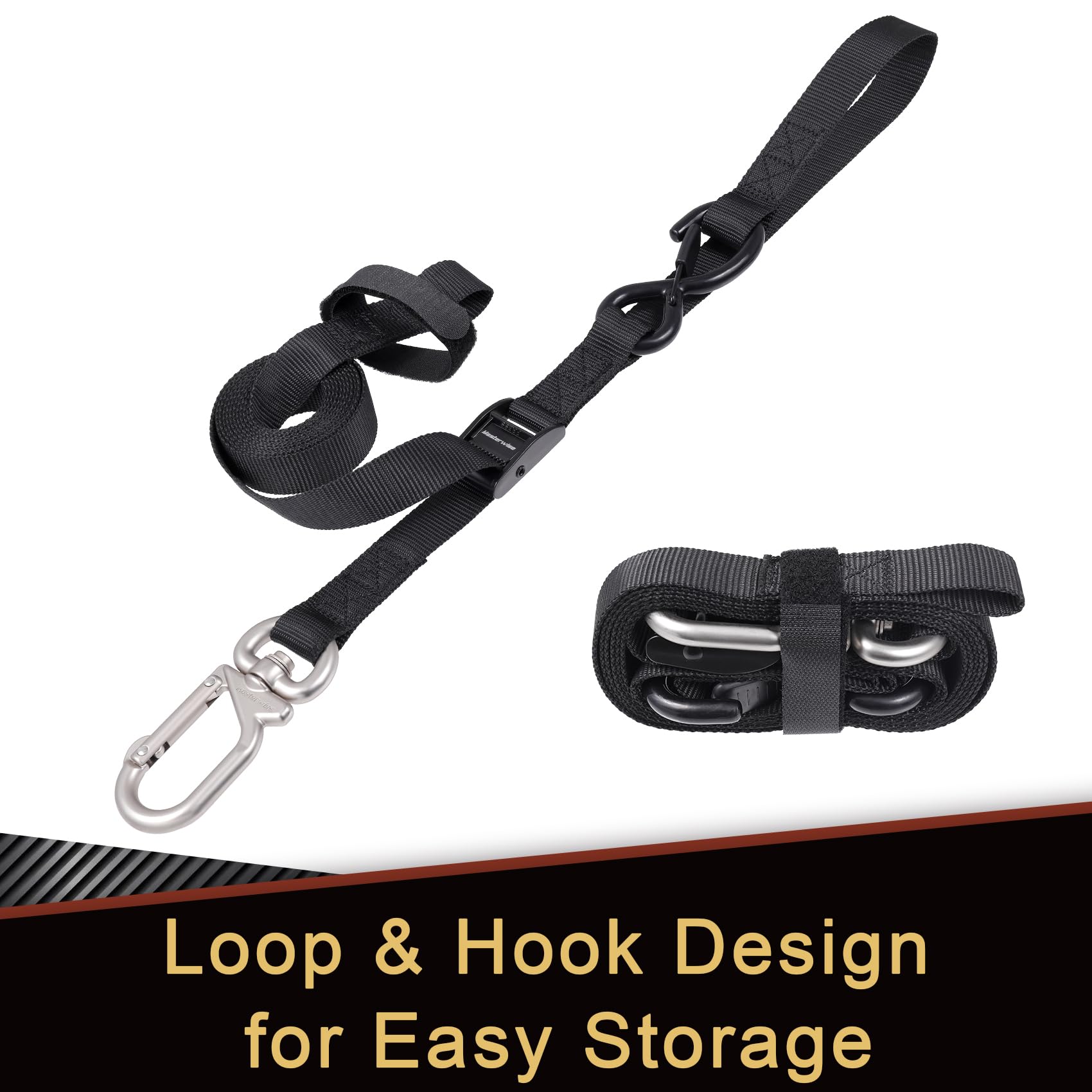 Masterwise Tie Down Straps,1'' x 8 Tie Downs with Swivel Carabiner Hooks, Motorcycle Handlebar Straps for Dirt Bike, Kayak, Car,