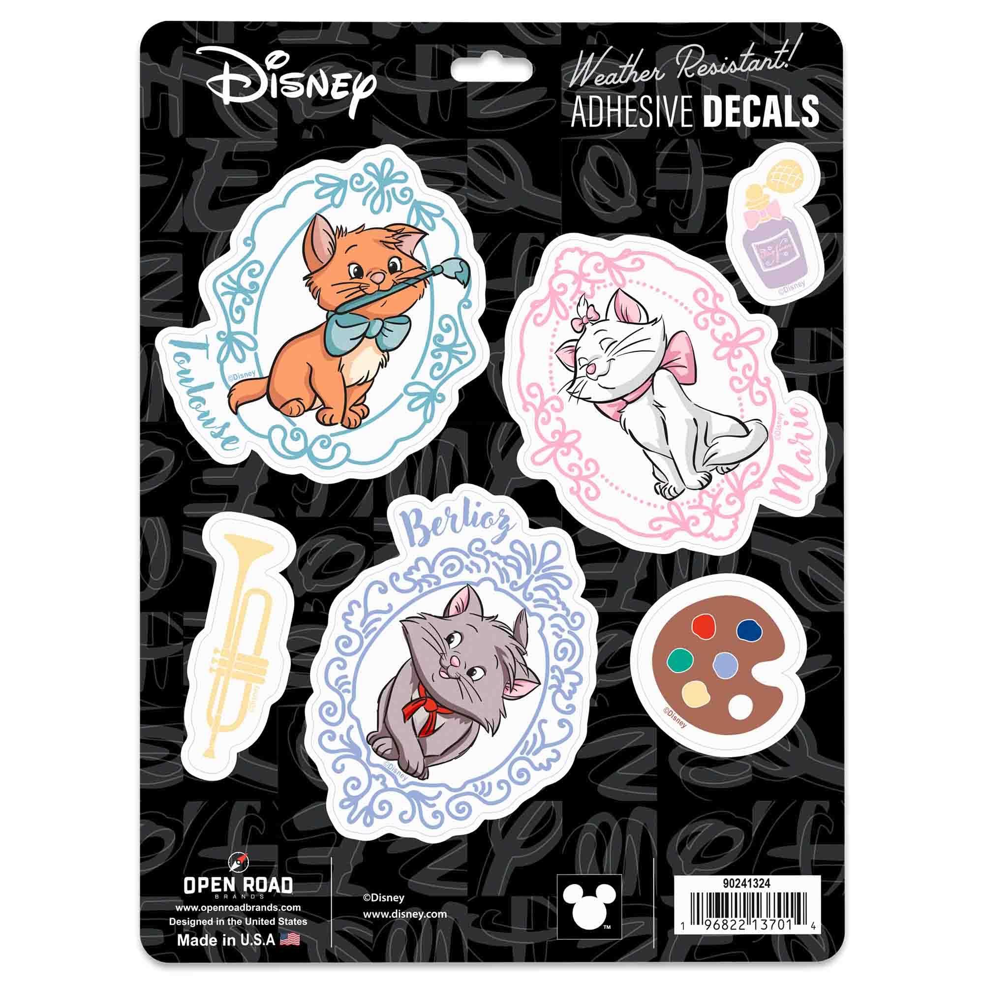 Disney Aristocats Characters Adhesive Vinyl Decals - Fun Set of 6 Aristocats Stickers for Car or Truck