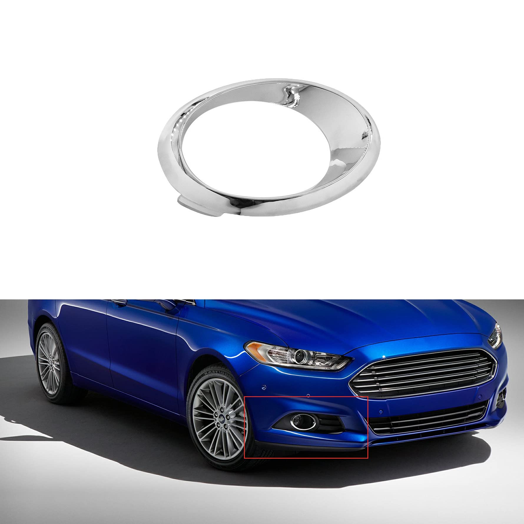 1-Pack Left Side Fog Light Bezel Chrome Trim Ring Replacement for 2013-2016 Fusion Driver Side DS7Z-17E811-AA DS7Z17E811AA