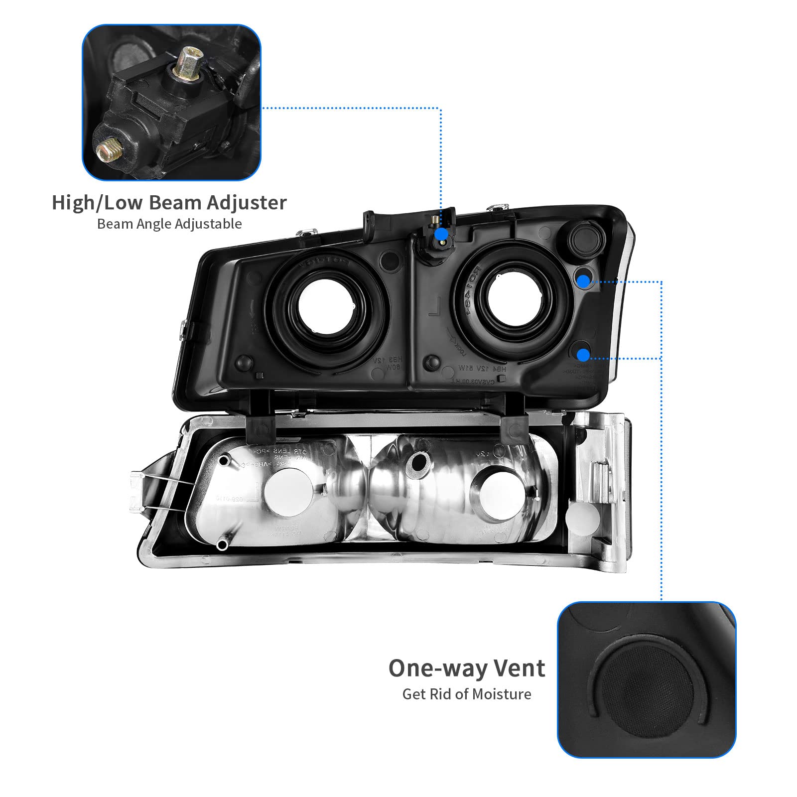 Dwvo Headlight Assembly Compatible With 2003-2006 Chevy Avalanche Silverado 1500 1500Hd 2500 2500Hd 3500/2007 Chevrolet Silverad
