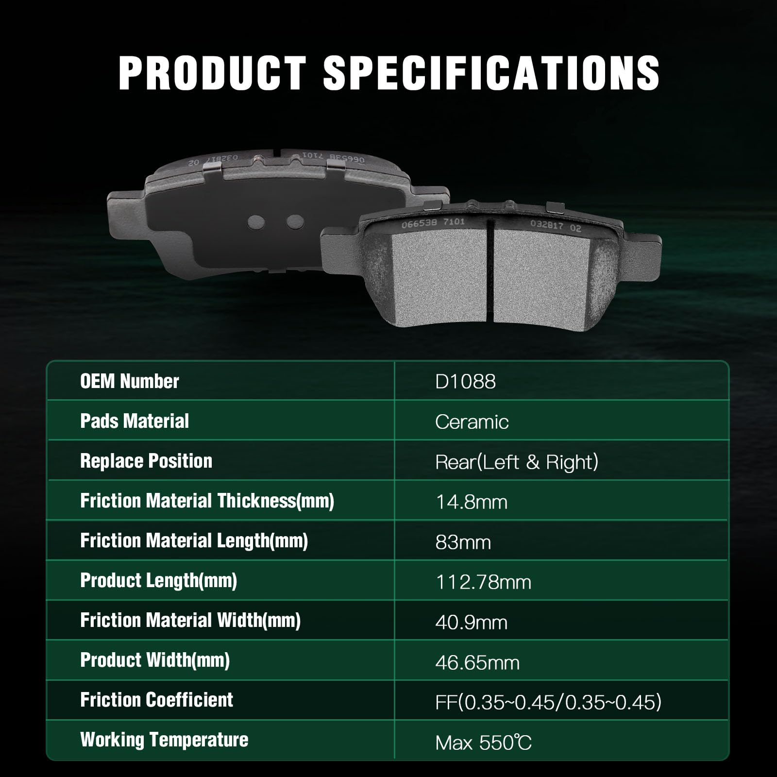 Automuto 8Pcs Front & Rear Ceramic Disc Brake Pads Set D1088 D1089 For Honda Odyssey 2005-2010