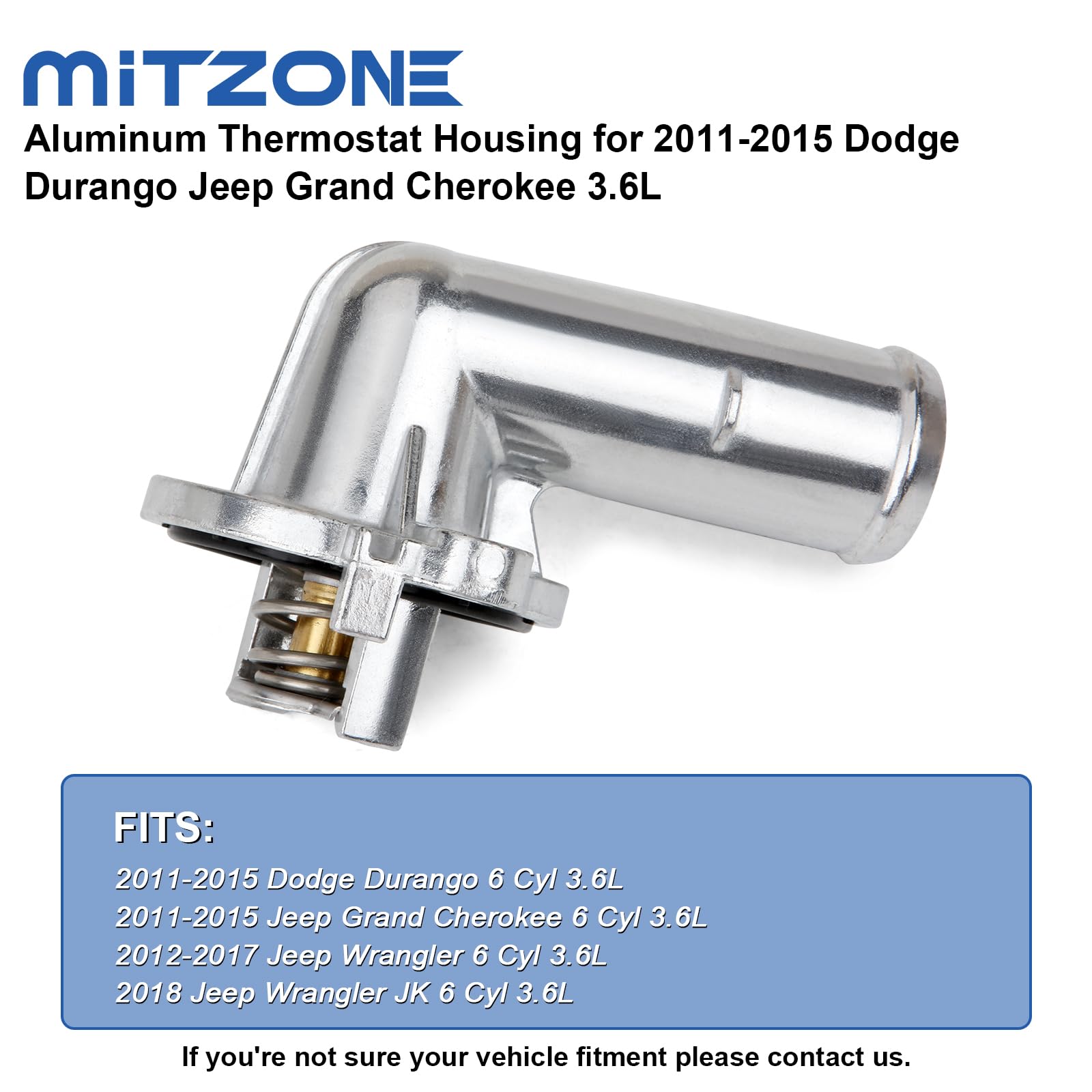 Mitzone Upgrade Aluminium Thermostat Housing Assembly Compatible With Dodge Durango Grand Cherokee 2011-2015 Wrangler Jk 2012-2018 Replace 902-852 5184651Ag 5184651Ah