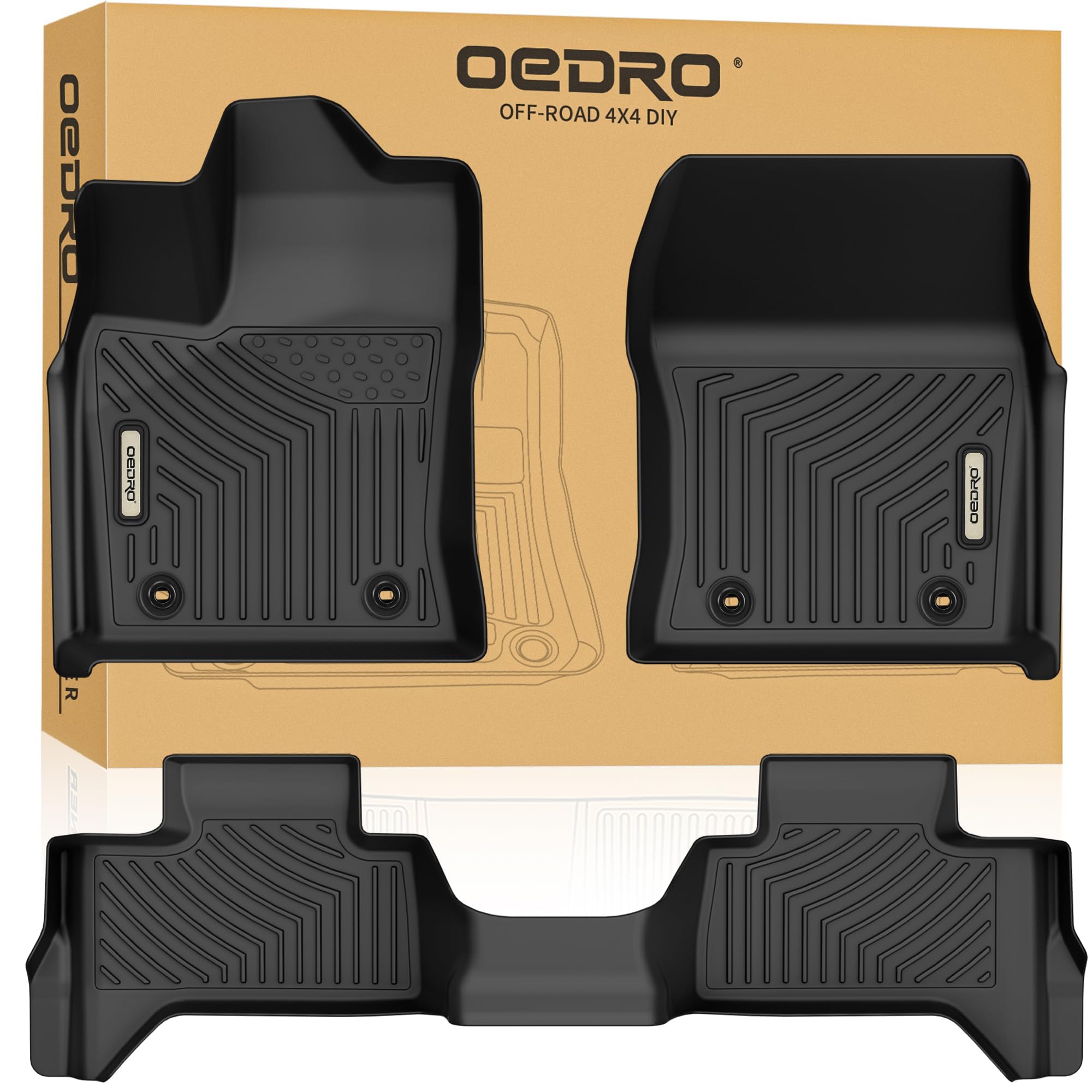 Oedro Floor Mats Fit For Toyota Tundra 2025-2022 Double Cab, Tpe All Weather Tundra Floor Liners Custom Fit 1St & 2Nd Row Car Ma
