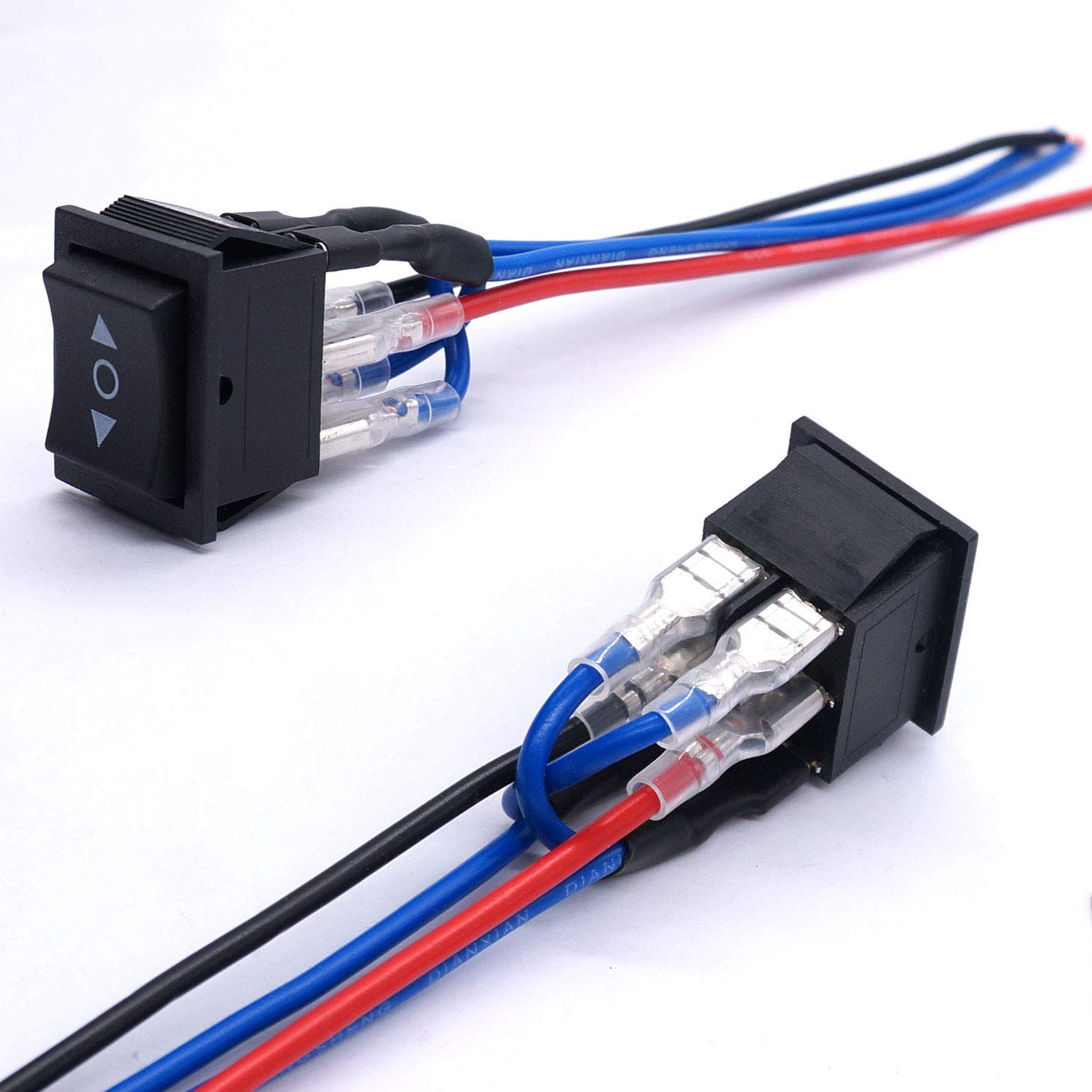 Weideer 12V Polarity Reverse Switch Momentary 6 Pin (On)-Off-(On) Rv Jack Switch Motor Control Rocker Toggle Switch With Jumper Wires