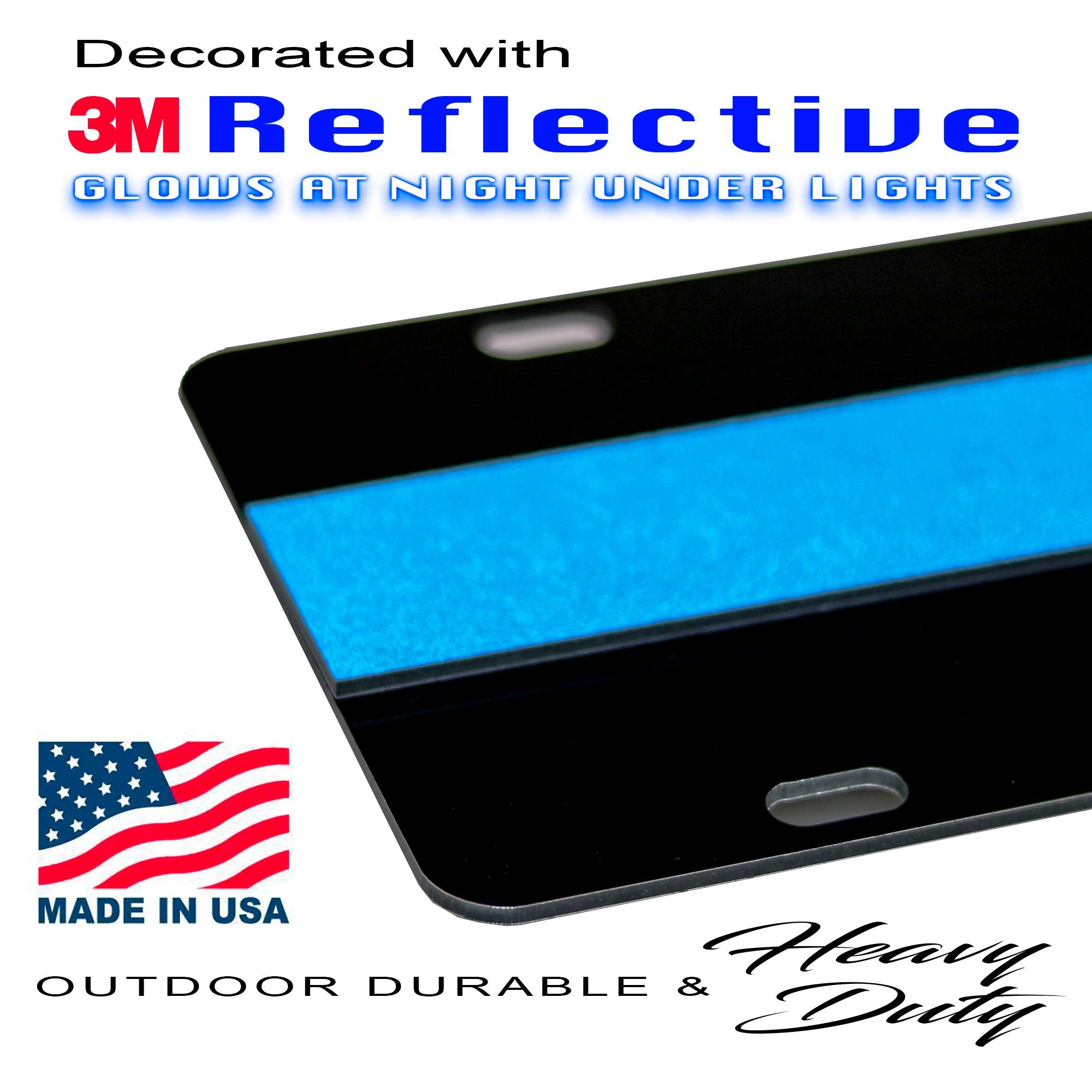 2-D Heavy Duty Reflective Thin Blue Line License Plate