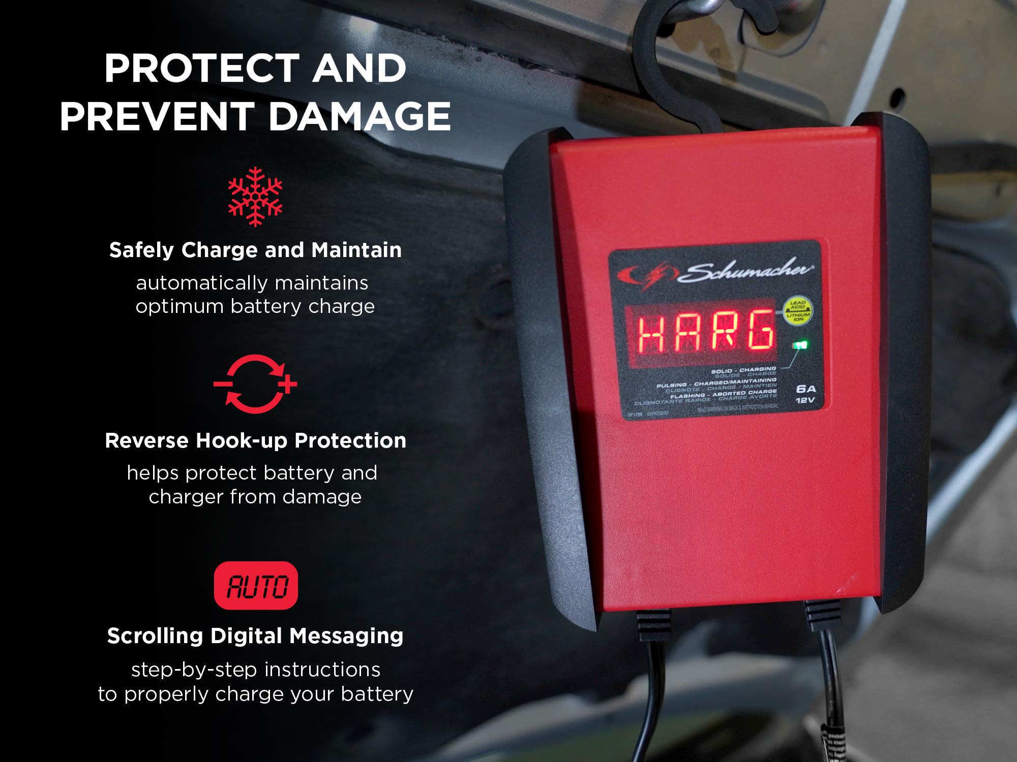 Schumacher Sp1298 Fully Automatic Battery Charger, Maintainer, And Auto Desulfator - 6 Amp, 12V - For Cars, Motorcycles, Lawn Tractors, Marine, And Lithium Batteries