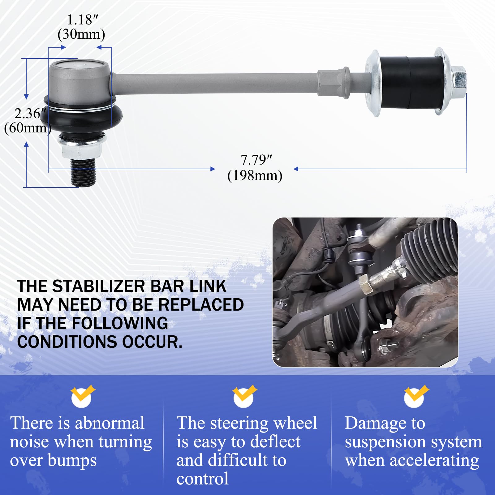 K90681 Zinc-Nickel Alloy Front Stabilizer Sway Bar End Link For 2005-2015 Toyota Tacoma,1996-2002 Toyota 4Runner,2000-2005 Toyot
