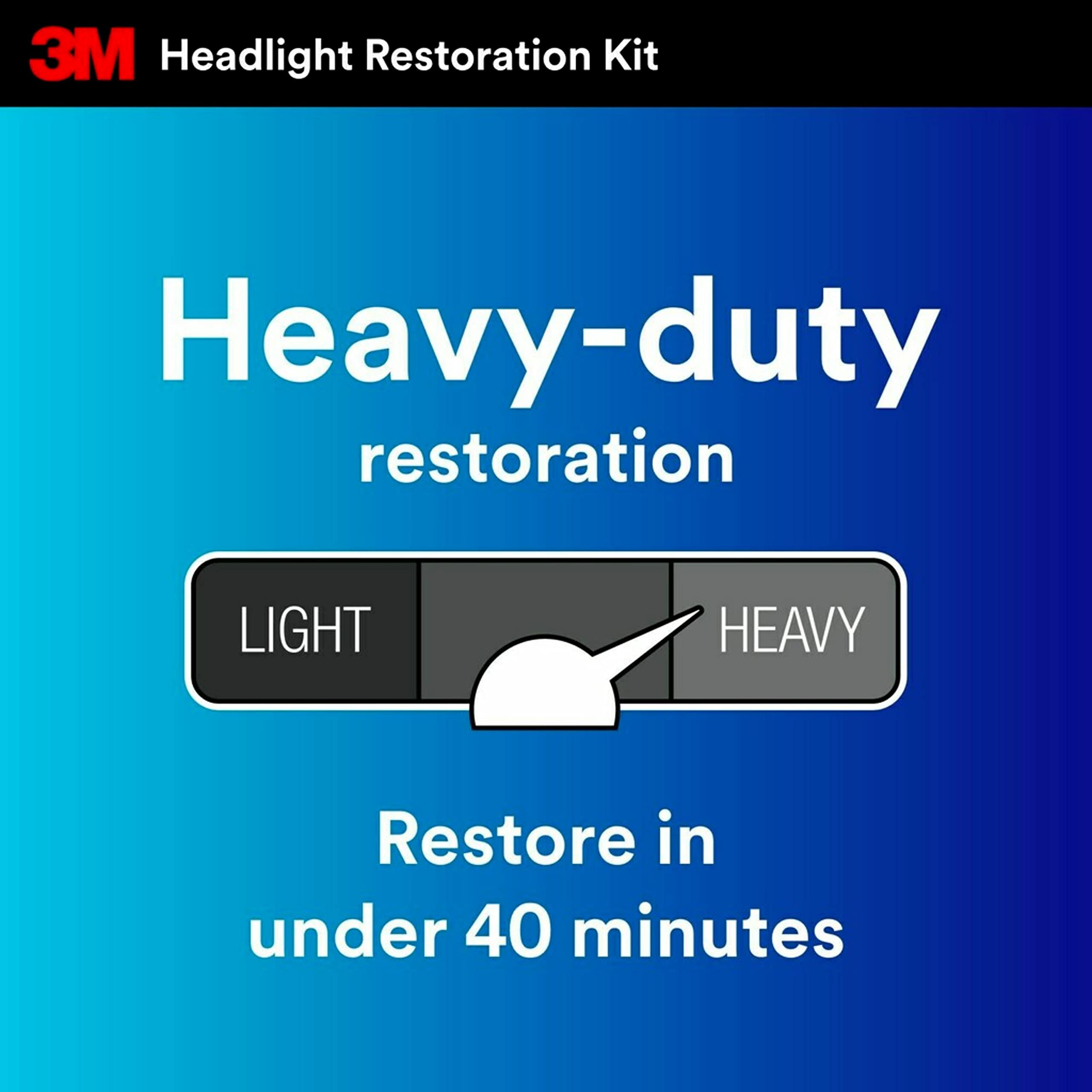 3M Headlight Restoration Kit, Heavy Duty 2-Pack, Easy Heavy Duty Car Headlight Restoration System, Headlight Cleaner And Restore