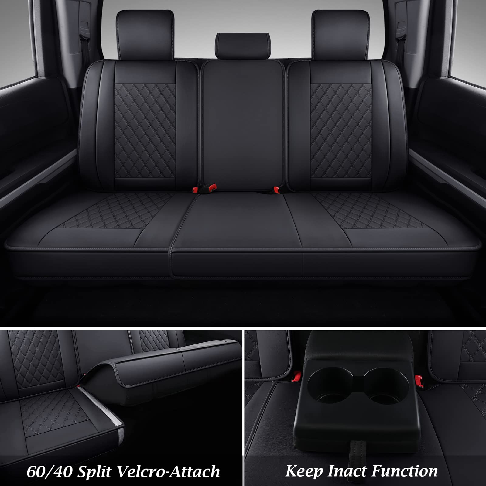 Coverado Toyota Tundra Seat Covers, Leather Car Seat Covers Full Set Automotive Seat Covers Protector Compatible With 2007-2021