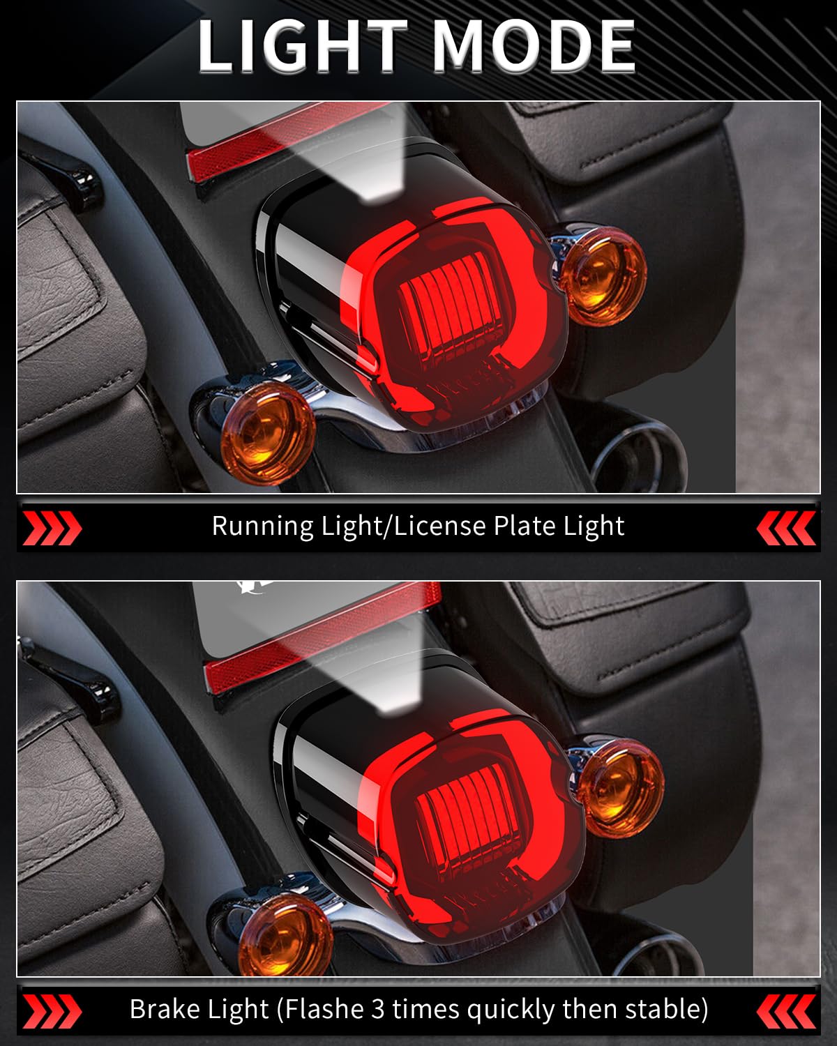 Nthreeauto Smoked Led Strobe Brake Tail Light Rear Taillight Compatible With Harley Dyna Road King Electra Glide Sportster Herit