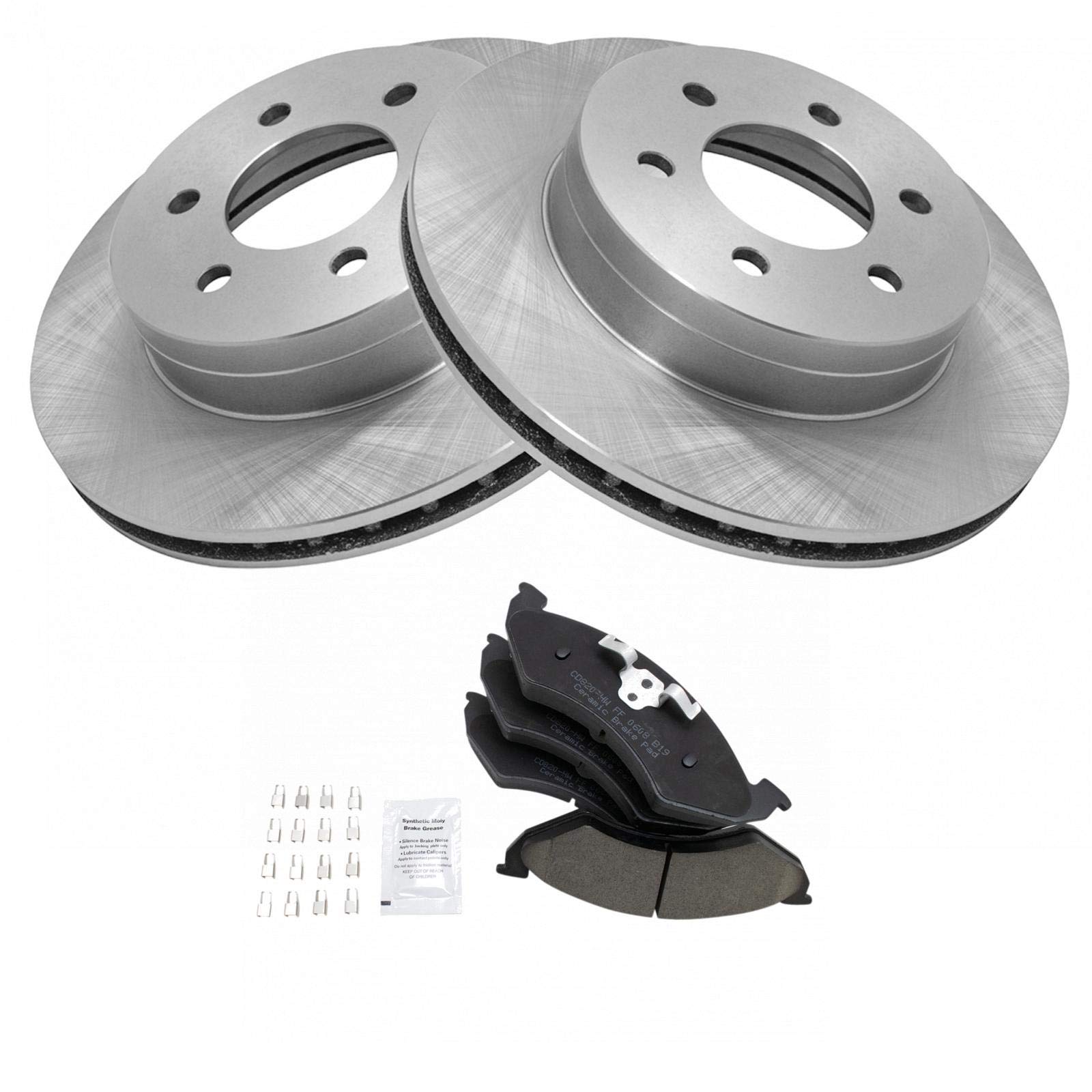 Trq Front Brake Pad & Rotor Kit Brake Pads Brake Rotor Ceramic Compatible With 2000-2002 Dodge Dakota Durango