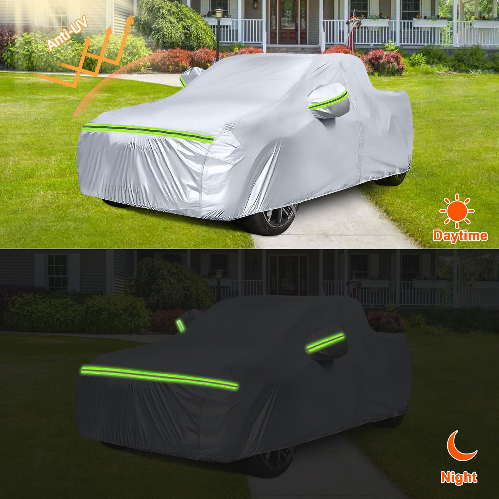 Waterproof Car Covers Replace For 2006-2024 Honda Ridgeline, 6 Layers Silver All Weather Custom-Fit Car Cover With Zipper Door &