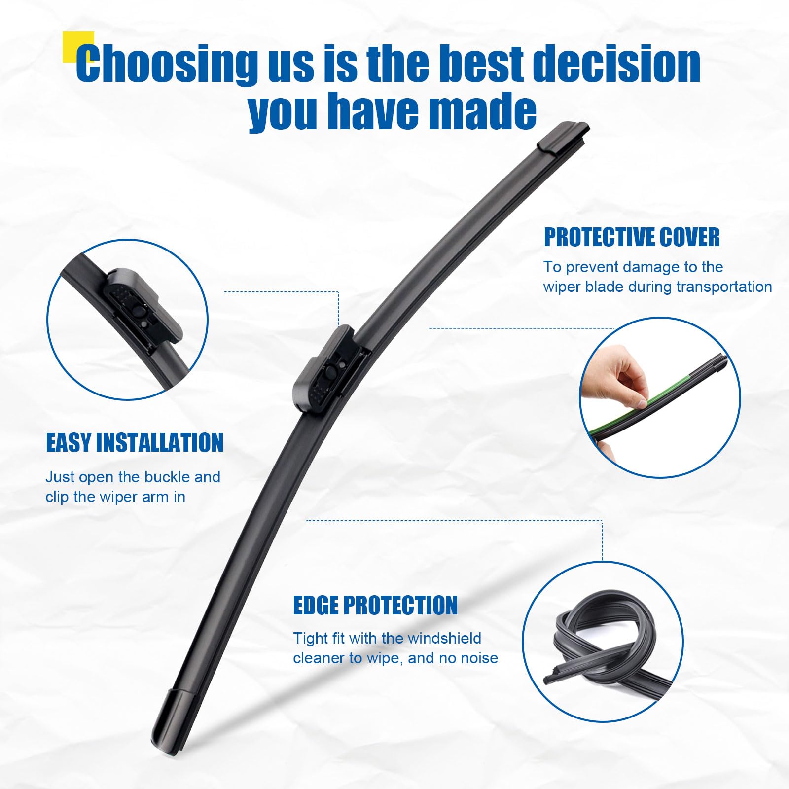 Hrsno 21''+21'' Windshield Wipers With 14'' Rear Wiper Blade Sets Automotive Replacement For Land Rover Discovery 1999-2004,Easy