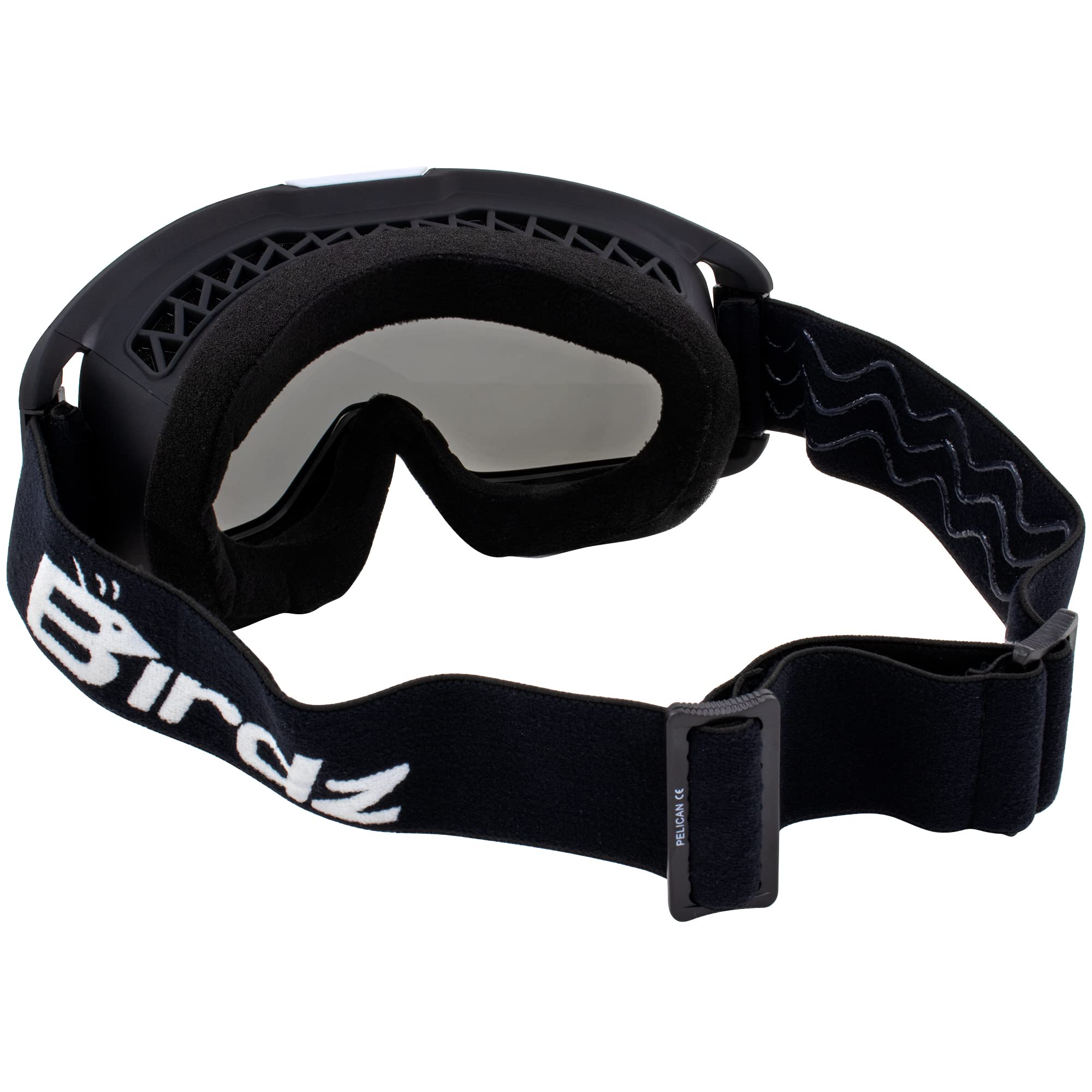 Birdz Pelican Black Fitover Padded ATV Motorcycle Riding Over The Glasses (OTG) Goggles (Black-Smoke)
