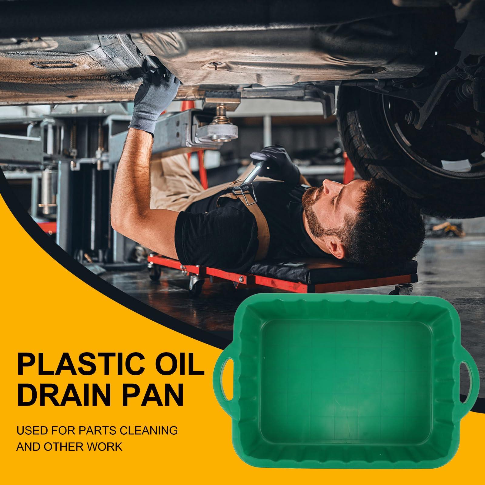 CALLARON 23.5'' Car Oil Drain Pan - Heavy Leakproof Oil Collector Pan, Plastic Large Transmission Drain Pan, Changing Oil Pans f