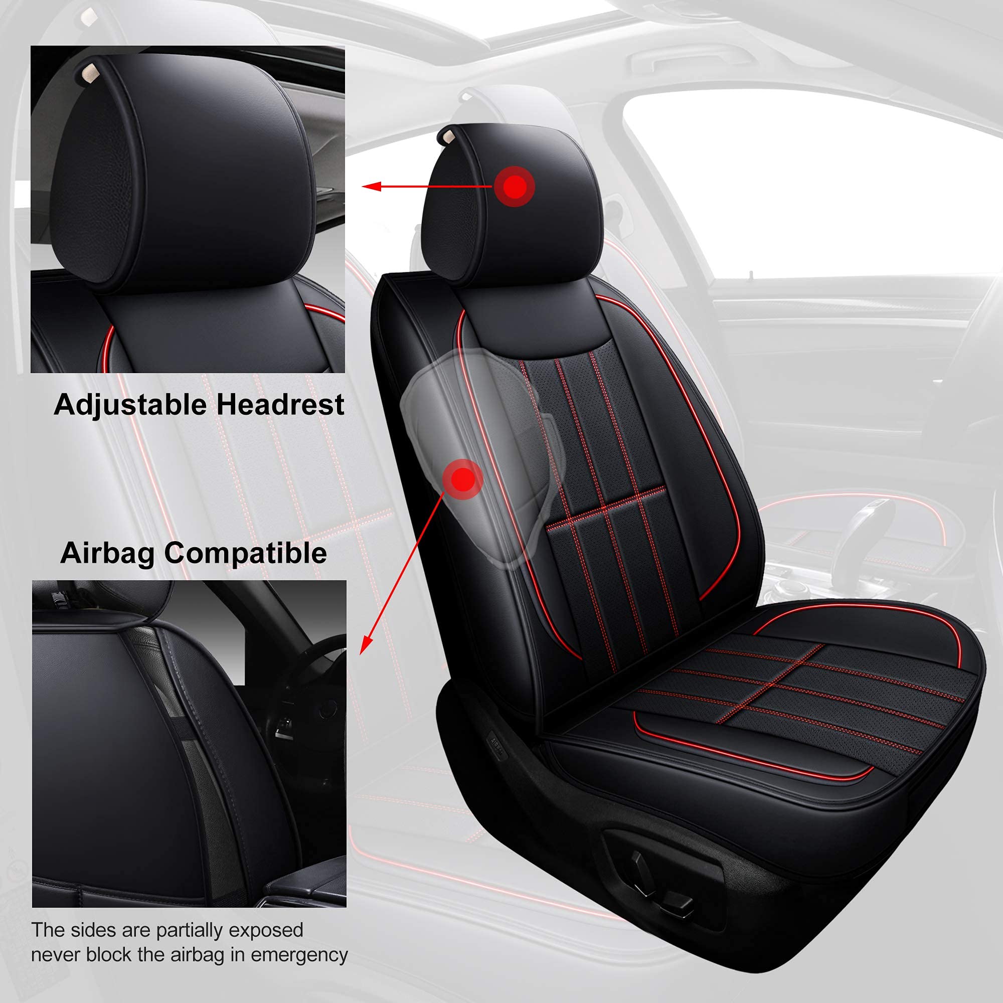Aoog Leather Car Seat Covers, Leatherette Automotive Vehicle Cushion Cover For Cars Suv Pick-Up, Universal Vehicle Cushion Cover