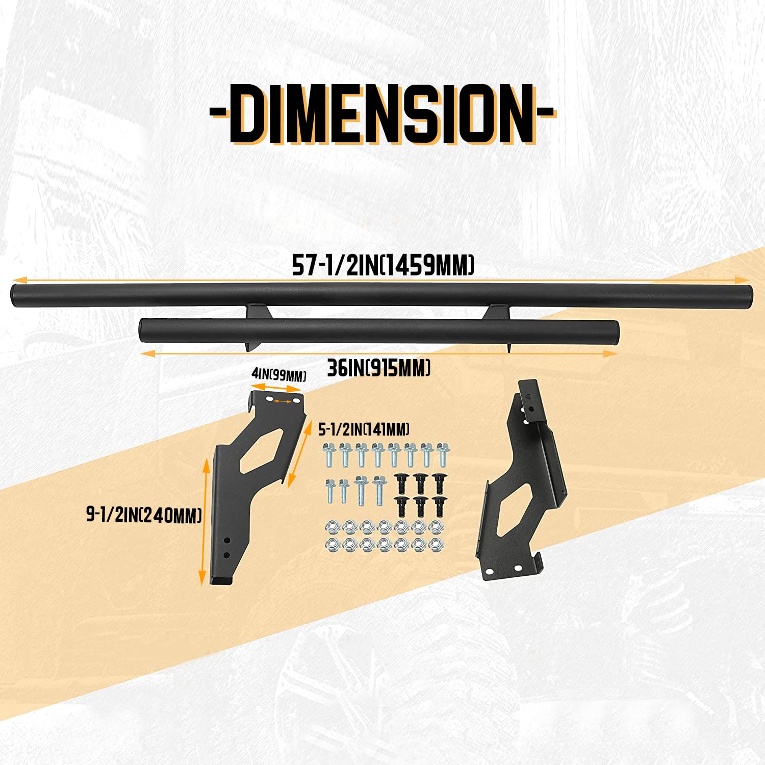 KUAFU Rear Bumper Guard Compatible with 2018-2025 Polaris Ranger 1000 XP/North Star Edition Double-Tube Rear Bumper Brush Guard