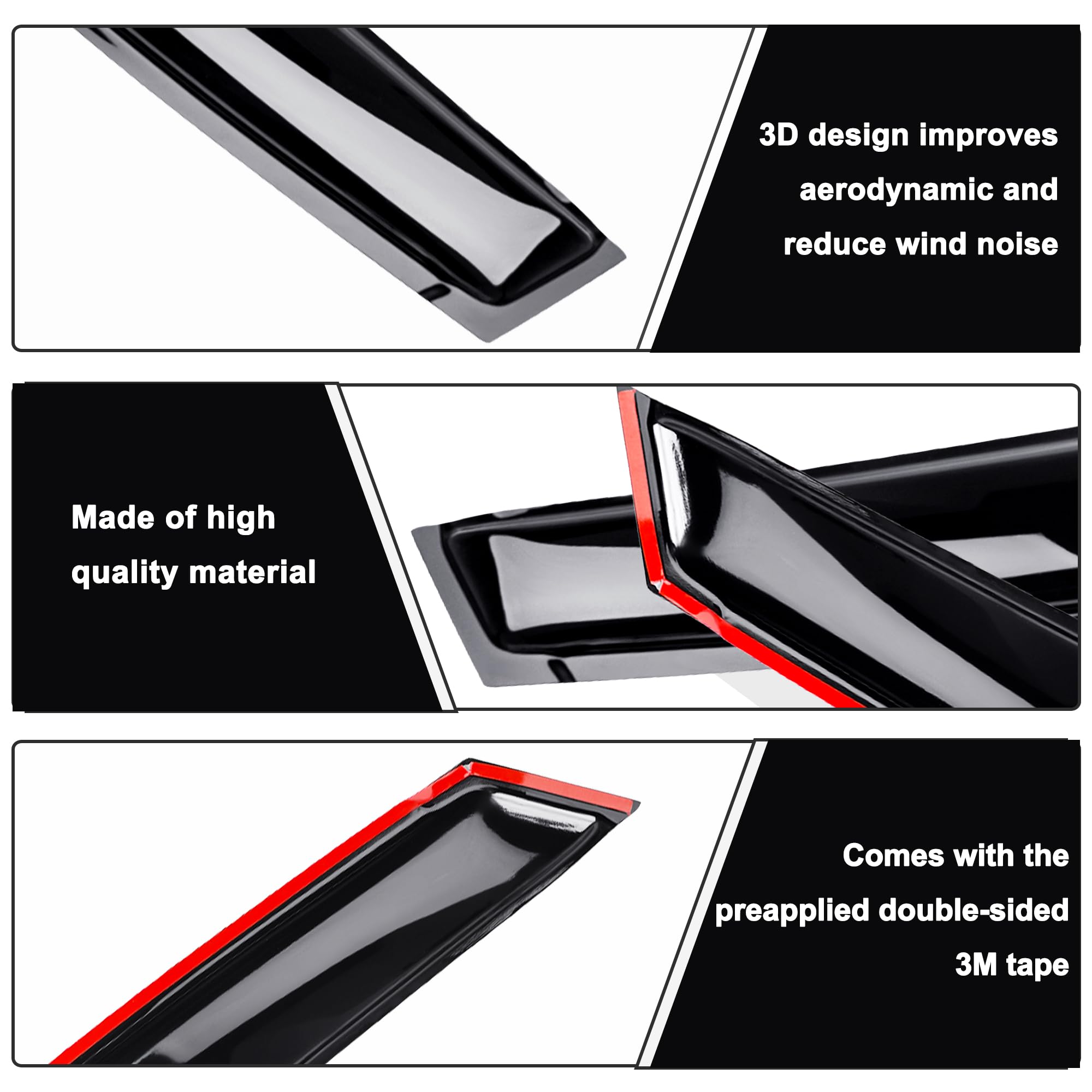 AUXKO Window Rain Guards for Toyota Camry LE XE XLE XSE 2025 2026 - Tape-On Shatterproof Sun Smoke Guard Vent Visor with 3M Doub