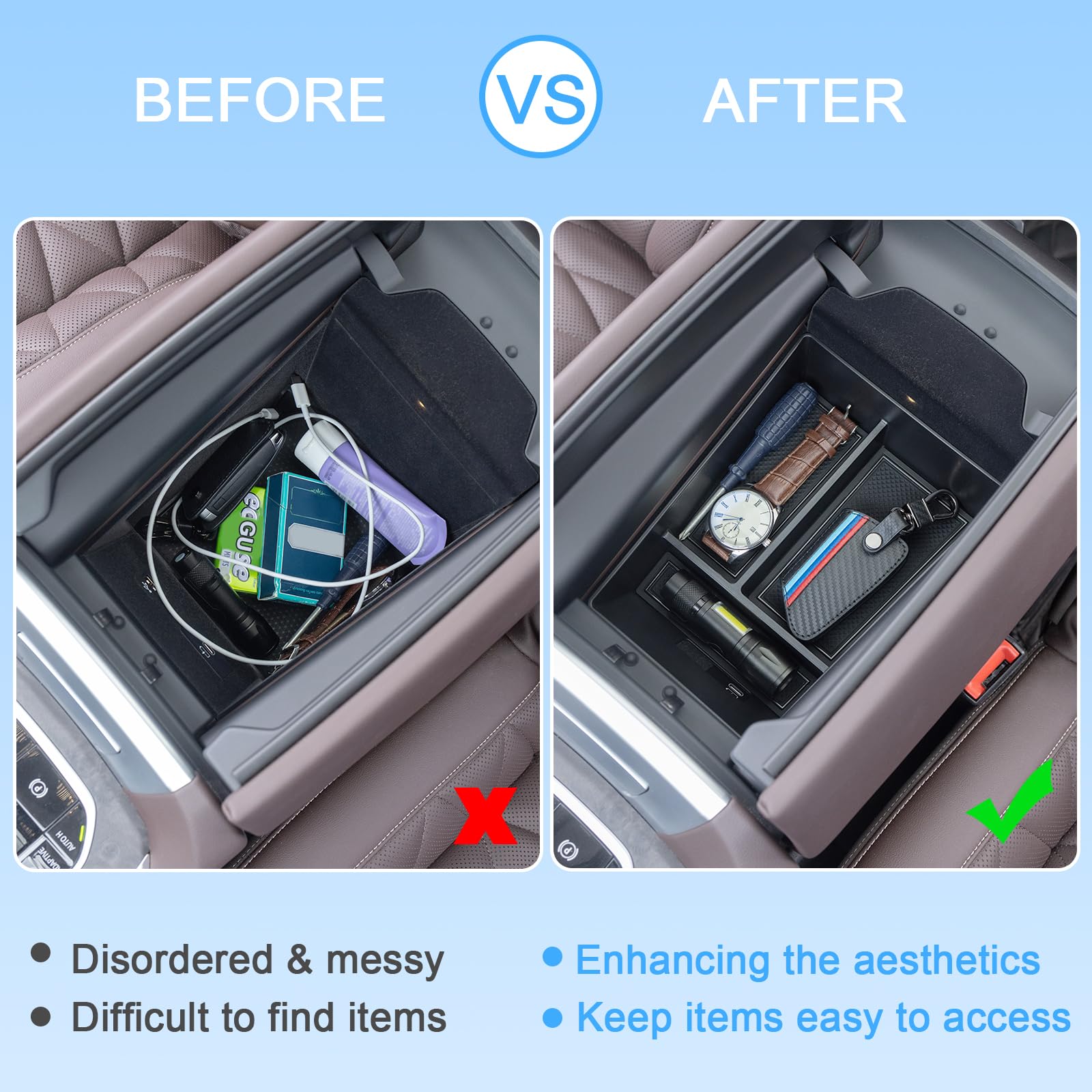 Jkcover Center Console Organizer Tray Compatible With Bmw X5 G05 X7 G07 (2019-2024) And X6 G06 (2020 2021 2022 2023 2024) Access