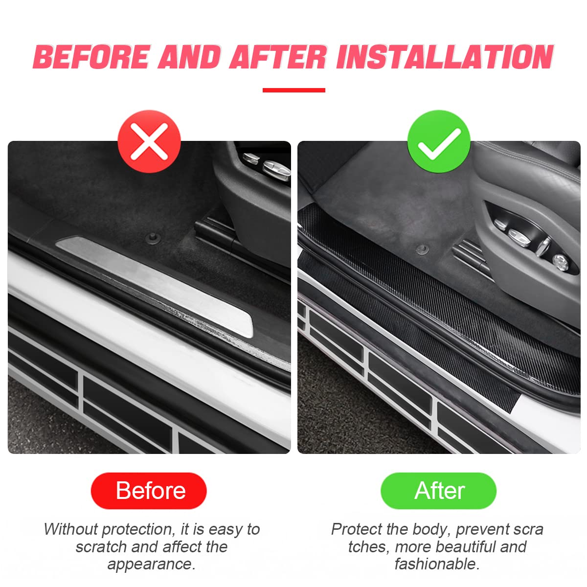 Car Door Entry Guard, Anti-Collision Adhensive Protector Tape, Scratch Cover For Car Door Sill, Rear Bumper, Handles, Fit For Most Cars, Vehicles, Suvs, Auto Exterior Accessories (2' X 394', Black)