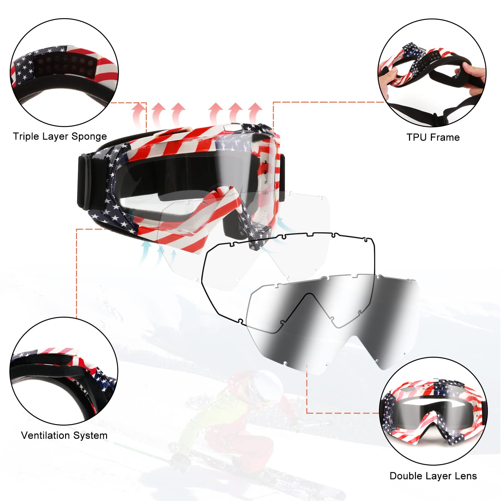 Dirt Bike Motocross Atv Goggles - Anti Uv, Dustproof, Windproof Mx Off Road Motorcycle Goggles For Men, Women, Adult, Youth, Kid