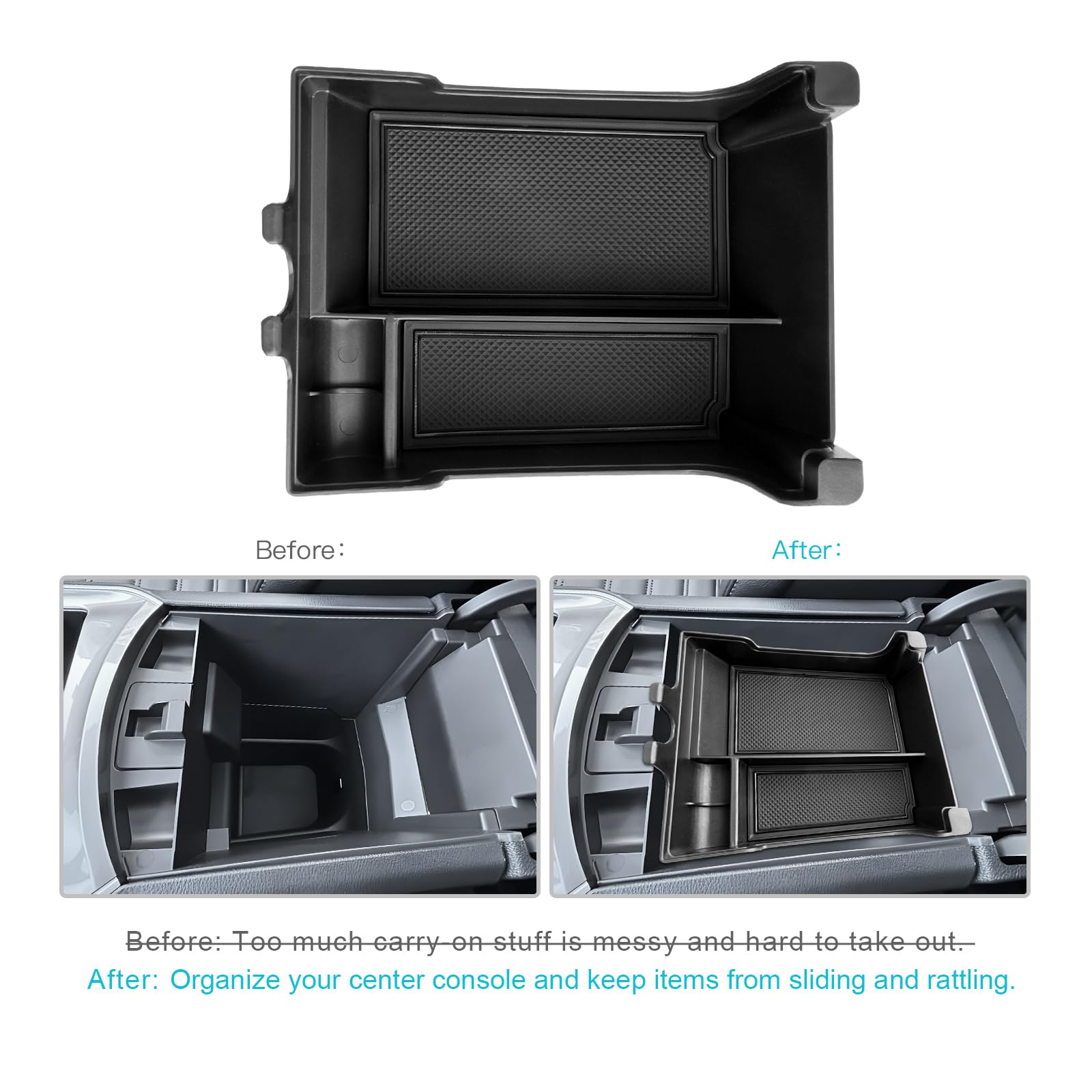 Cdefg For 2020-2023 2024 Edge Center Console Organizer Tray Compatible With 2020-2023 2024 Ford Edge Middle Console Organizer Armrest Tray Storage Box 2023 2024 Edge Accessories (Black Trim)