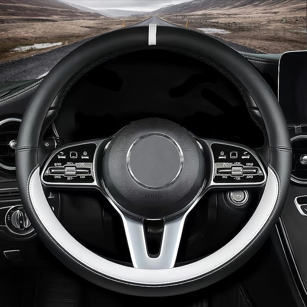 Custom Fit For Audi Car Steering Wheel Cover, Nappa Leather Car Steering Wheel Cover Non-Slip Steering Wheel Covers, Designed Fo