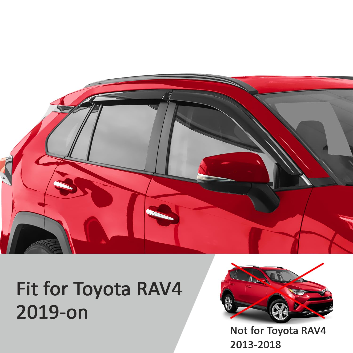 Voron Glass Tape-On Extra Durable Rain Guards For Toyota Rav4 2019-2025, Window Deflectors, Vent Window Visors, 6 Pieces - 10080