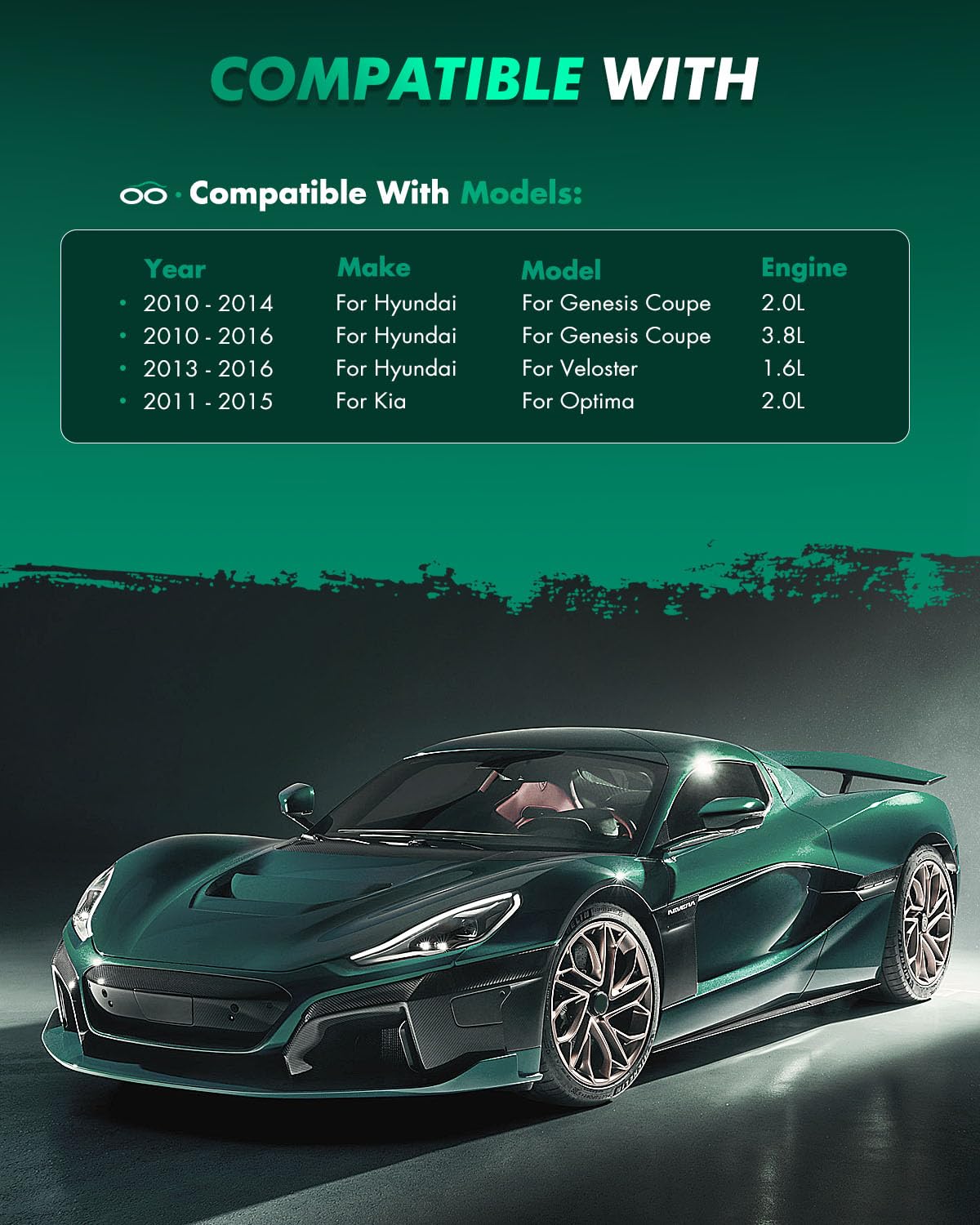 Scitoo Front Disc Brake Pad Set 4Pcs W/Hardware Fit For Hyundai For Genesis Coupe 2010-2016,For Hyundai For Veloster 2013-2016,F