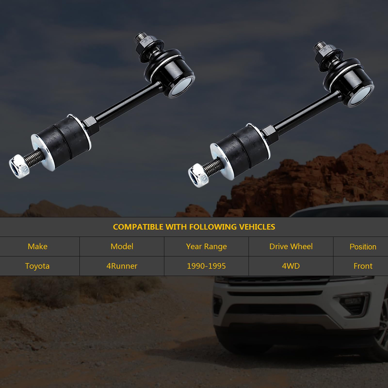 Hhcm 2Pc Front Sway Bar Link Kit K80565 For Toyota 4Runner 1990 1991 1992 1993 1994 1995 4Wd, Suspension Stabilizer Bar End Link