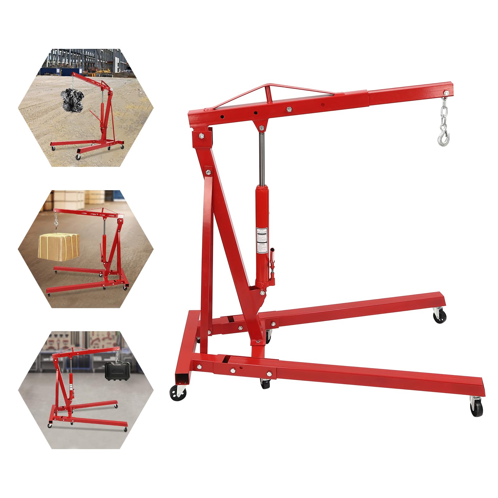 2 Ton Folding Engine Hoist Cherry Picker Shop Crane Hoist Lift,Folding Engine Shop Crane Hoist Lift, Heavy Cherry Picker with 6